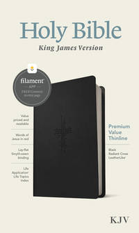KJV Premium Value Thinline Bible, Filament Enabled Edition (Red Letter, LeatherLike, Black Radiant Cross)