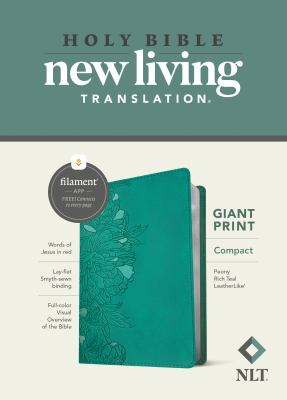 NLT Compact Giant Print Bible, Filament Enabled Edition (Red Letter, LeatherLike, Peony Rich Teal)