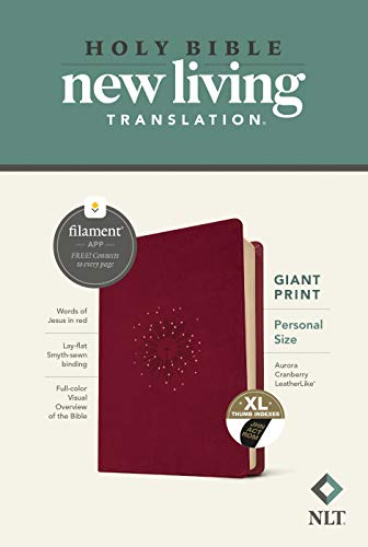NLT Personal Size Giant Print Bible, Filament Enabled Edition (Red Letter, LeatherLike, Aurora Cranberry, Indexed)