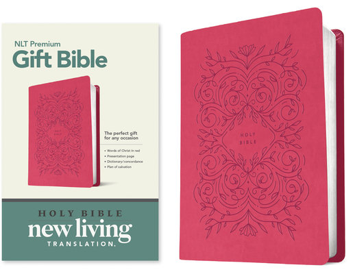 Premium Gift Bible NLT (Red Letter, LeatherLike, Very Berry Pink Vines)