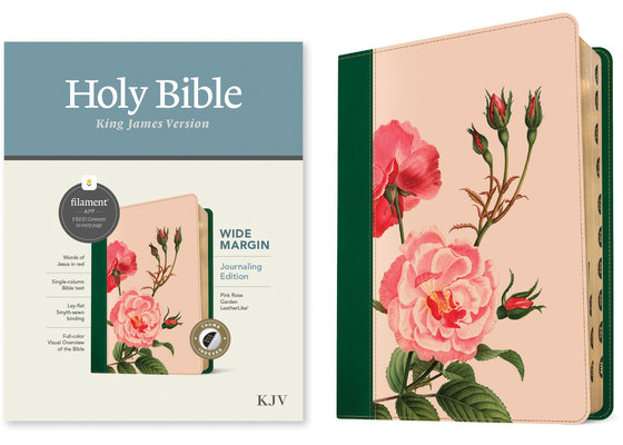KJV Wide Margin Bible, Filament Enabled Edition (Red Letter, LeatherLike, Pink Rose Garden, Indexed)
