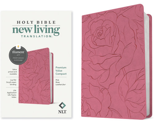 NLT Premium Value Compact Bible, Filament Enabled Edition (LeatherLike, Pink Rose)