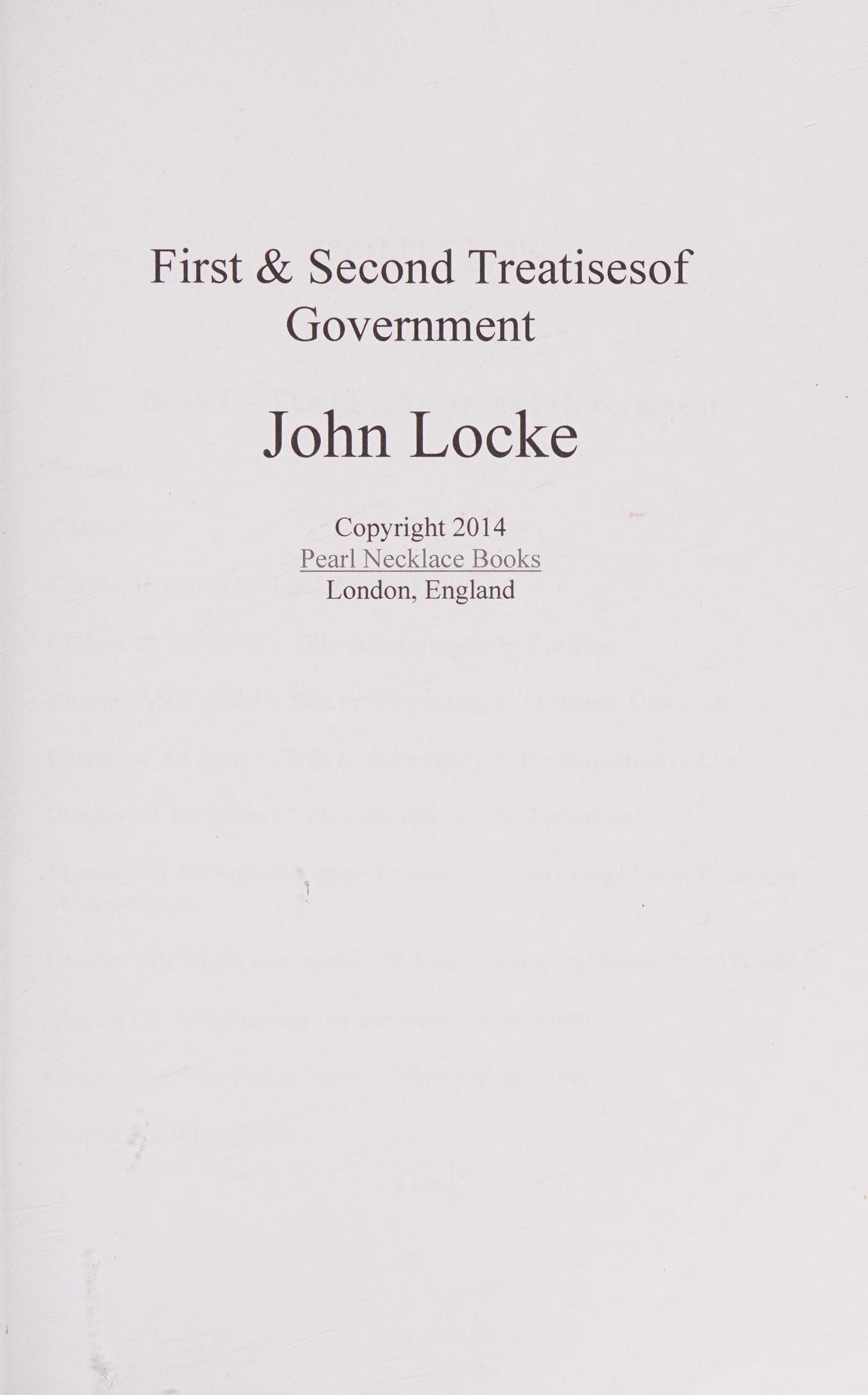 The First and Second Treatises of Government