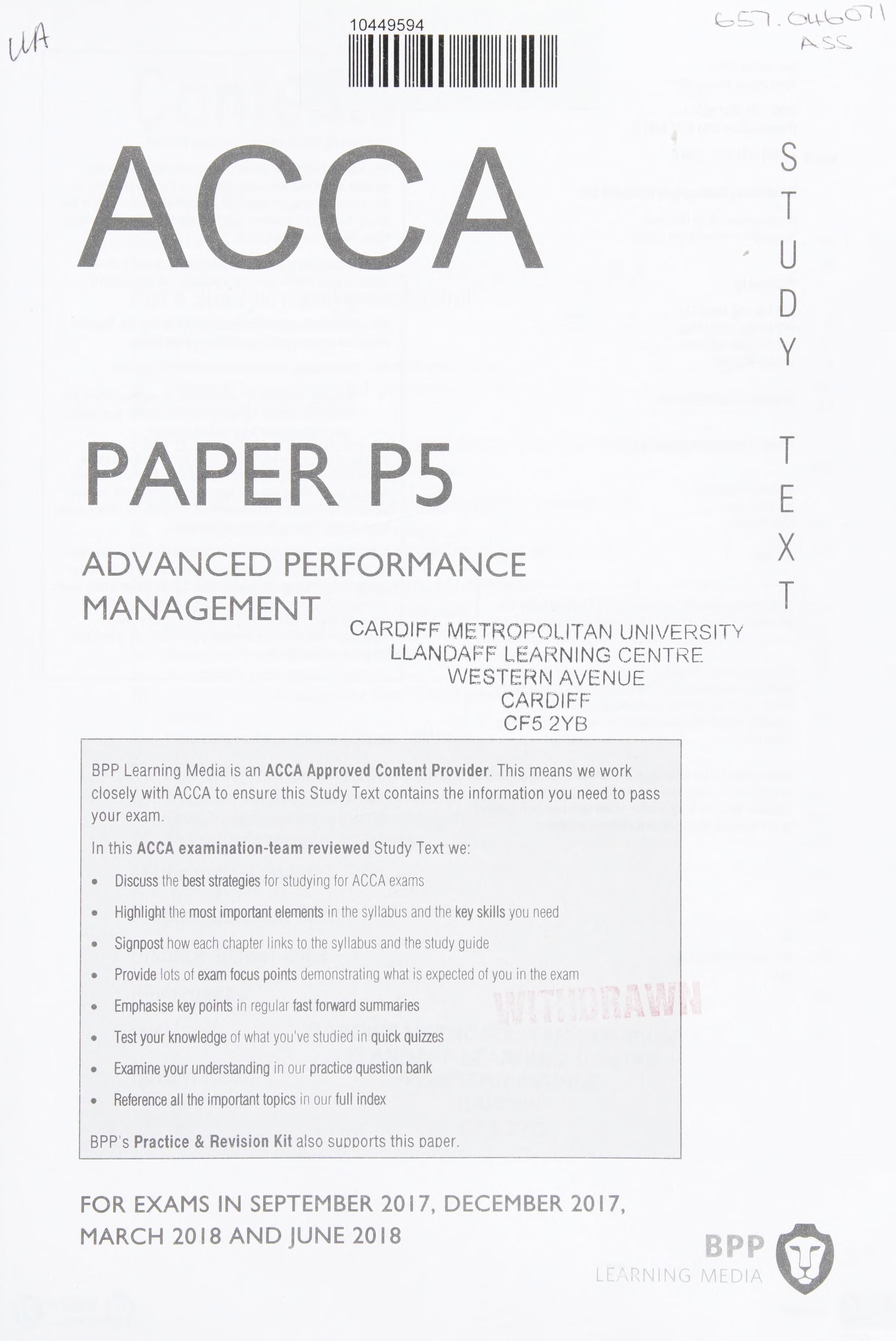 ACCA P5 Advanced Performance Management