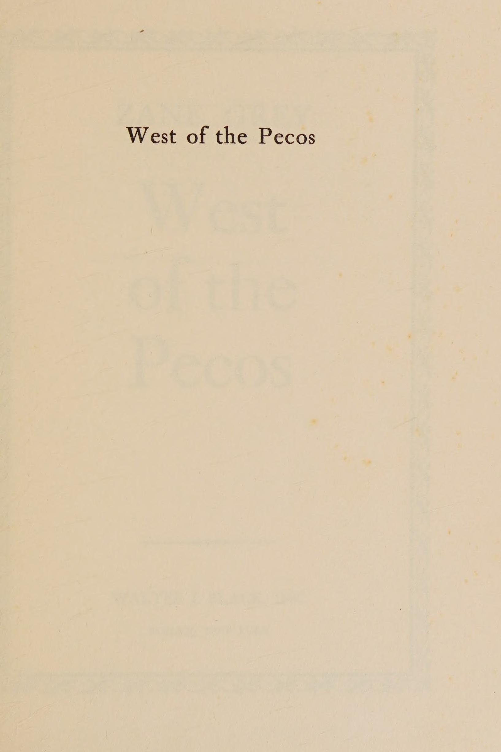West of the Pecos