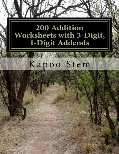 200 Addition Worksheets with 3-Digit, 1-Digit Addends