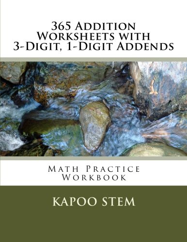 365 Addition Worksheets with 3-Digit, 1-Digit Addends