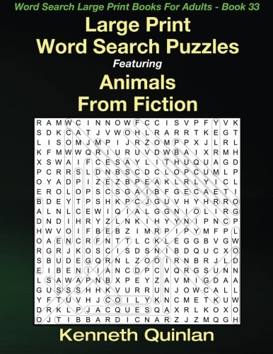 Large Print Word Search Puzzles Featuring Animals from Fiction