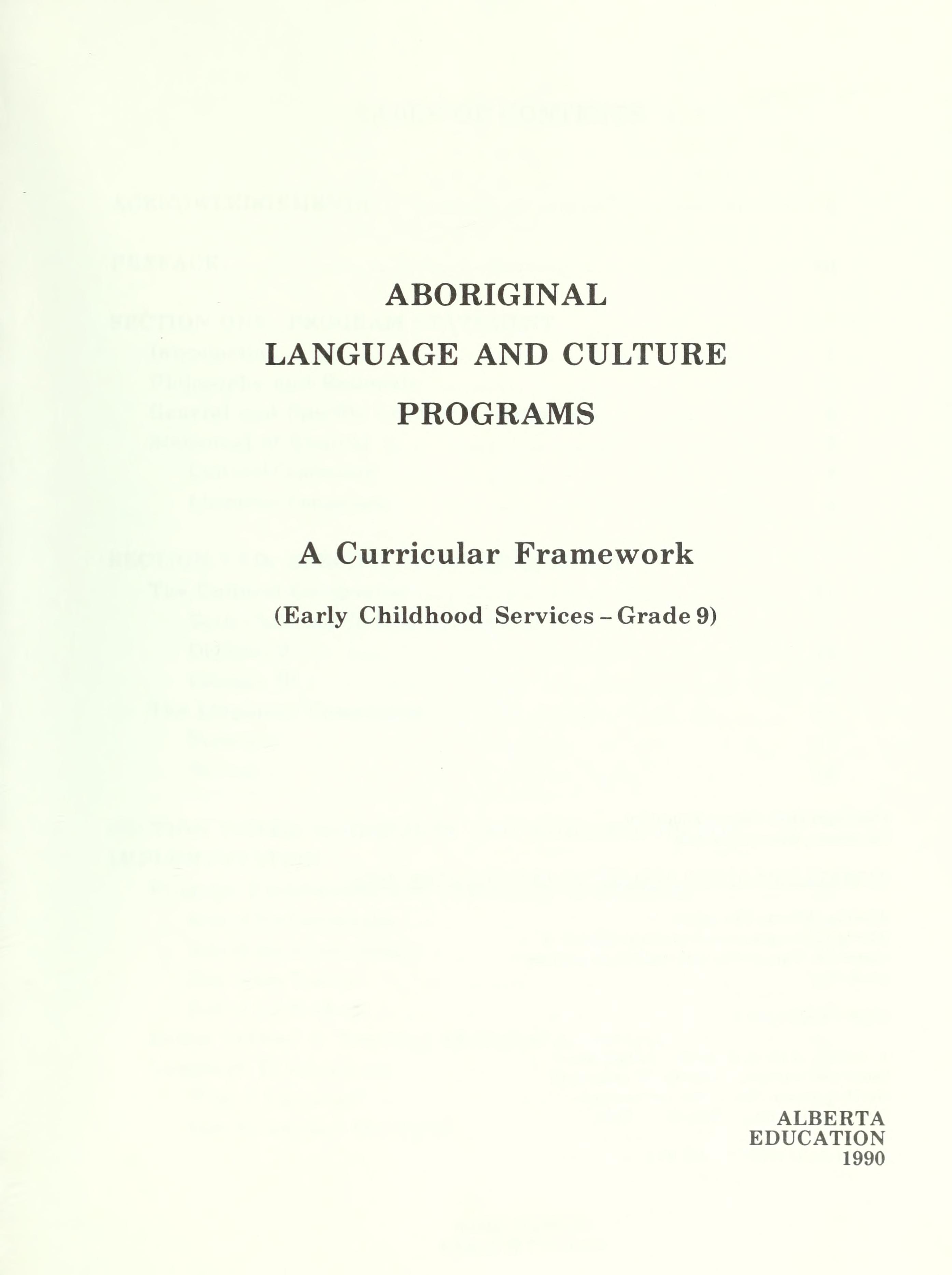 Aboriginal Language and Culture Programs