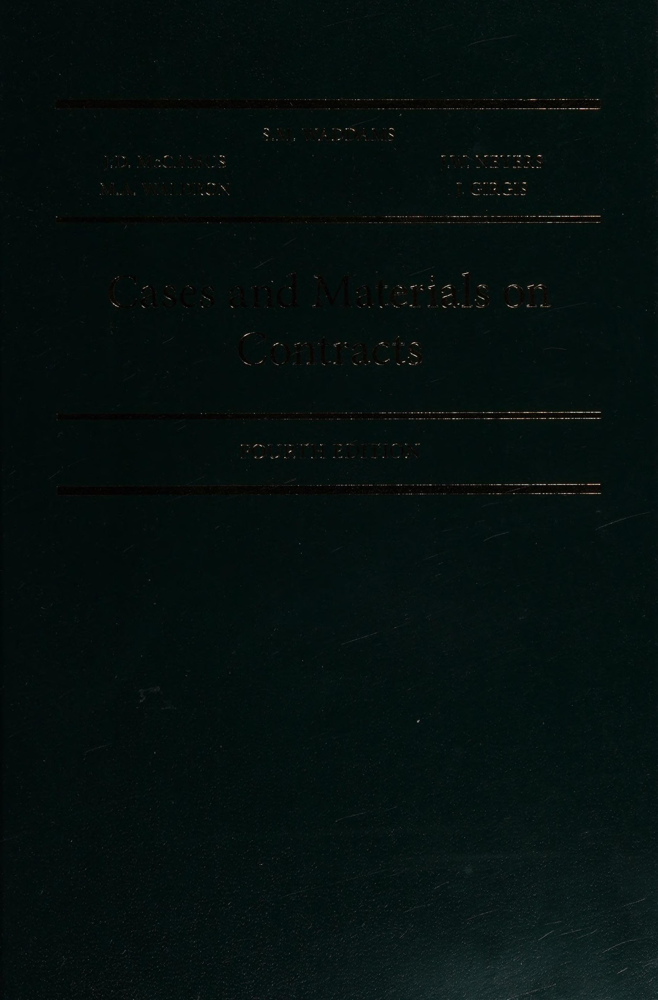 Cases and Materials on Contracts