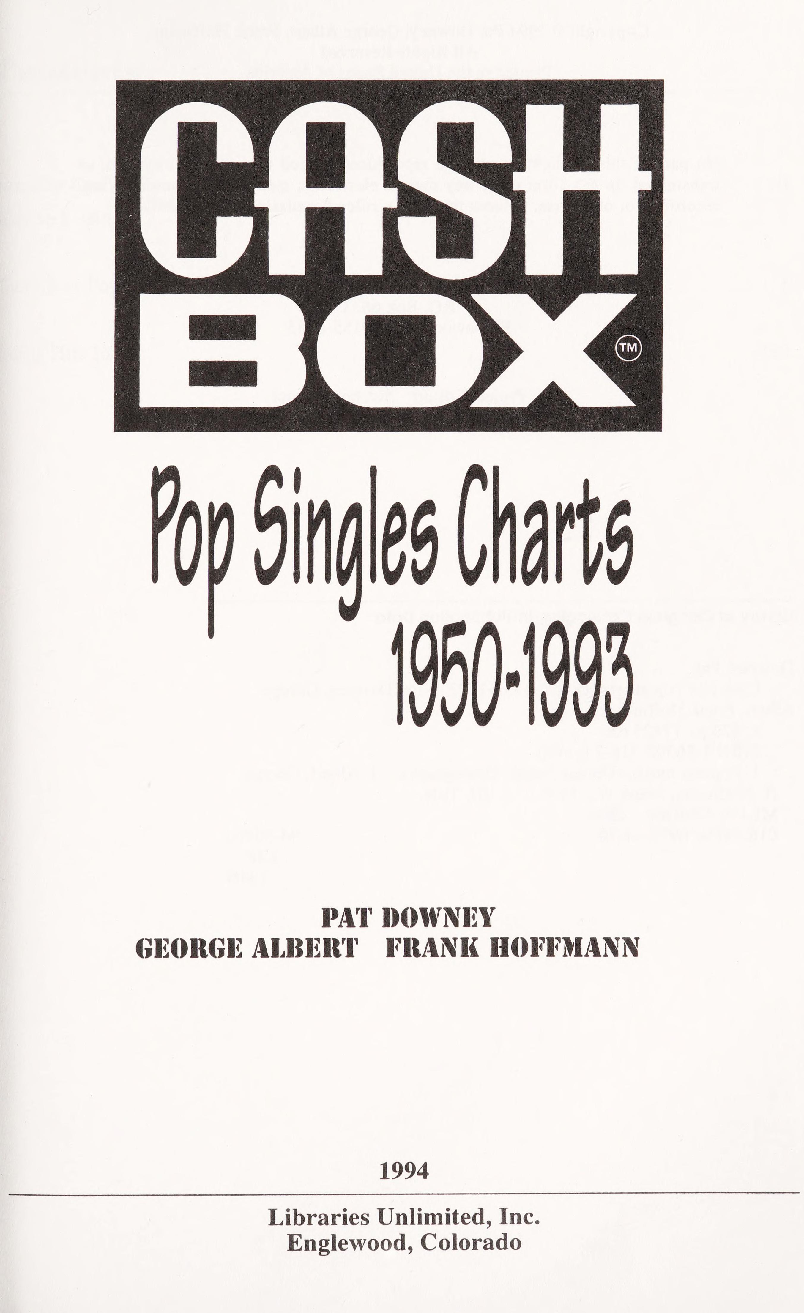 Cash Box Pop Singles Charts 1950-1993