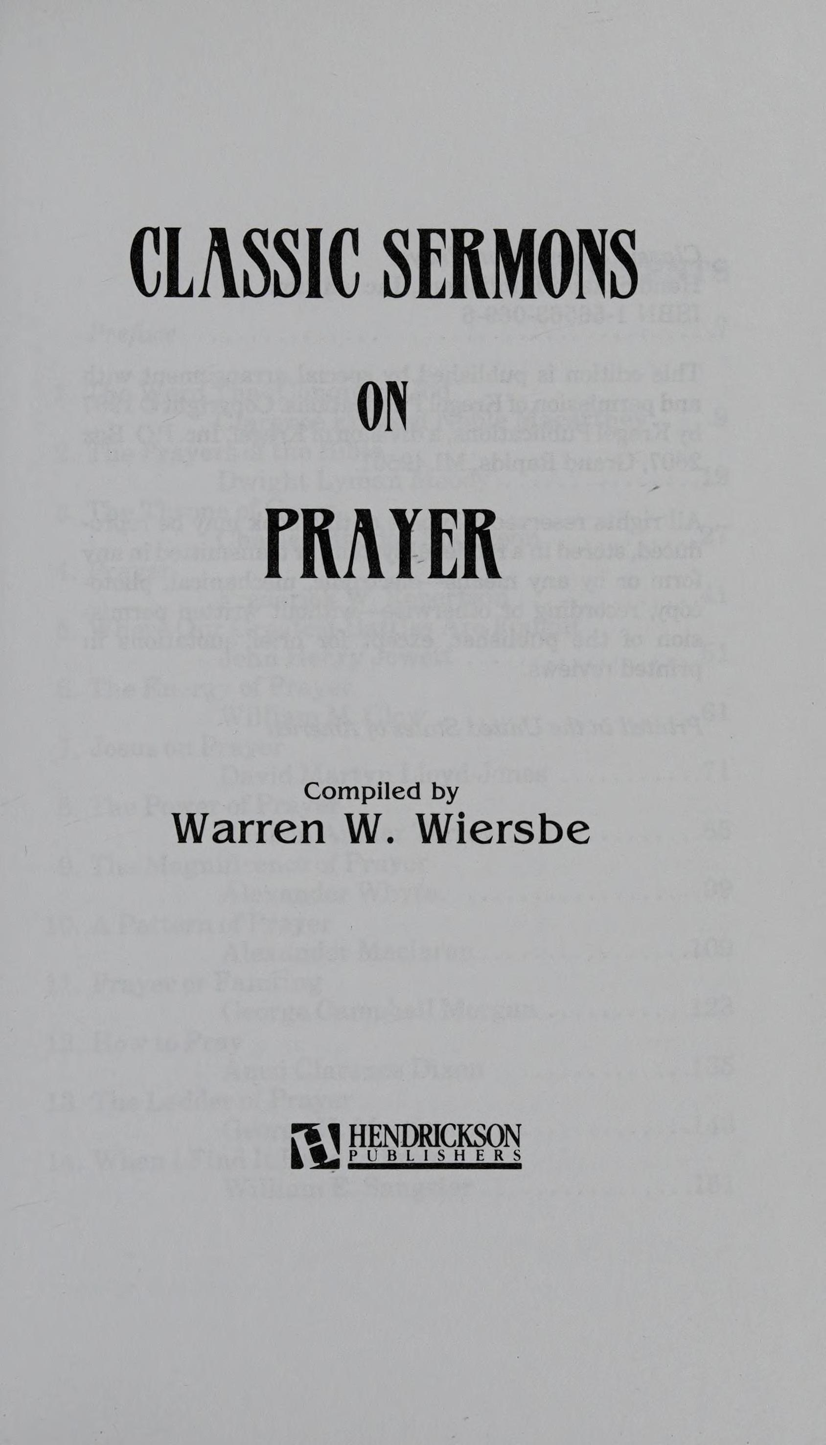 Classic Sermons On Prayer