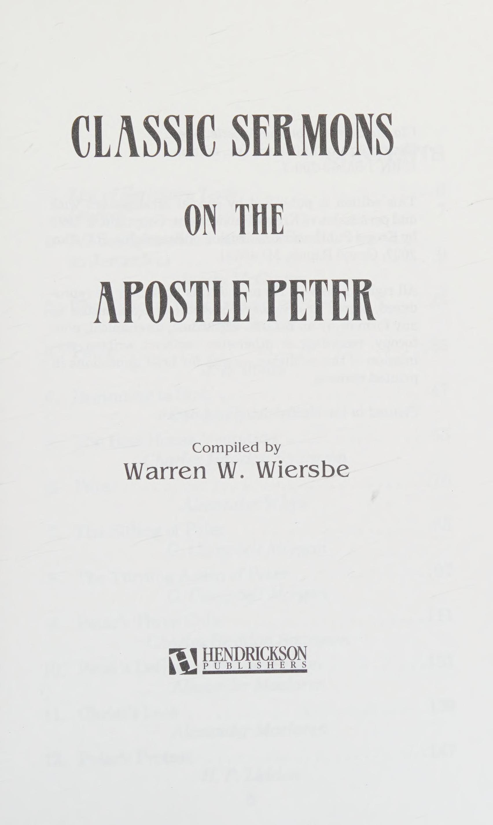 Classic Sermons On The Apostle Peter