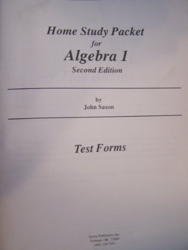 Home Study Packet for Algebra 1 Second Edition