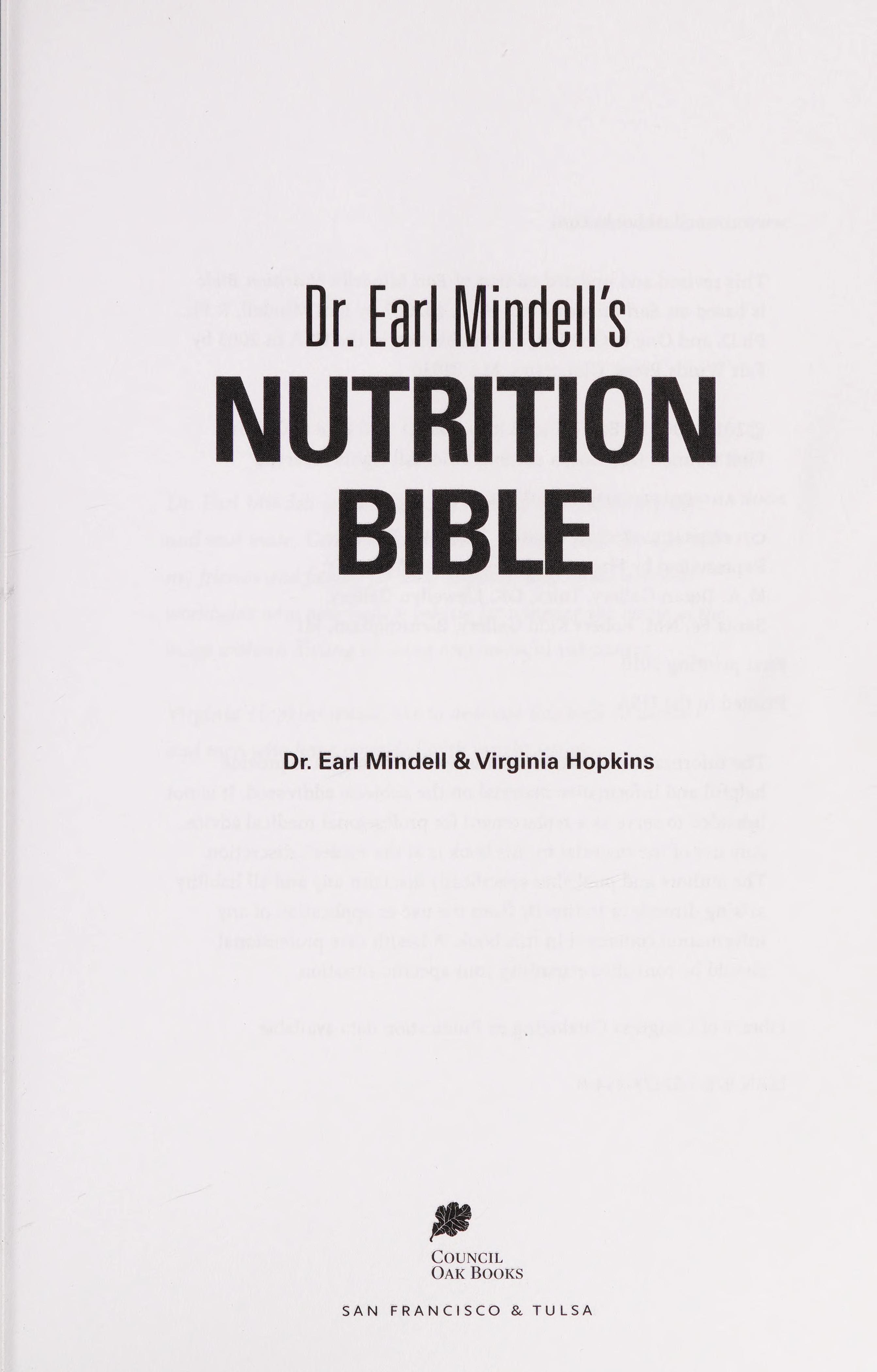 Dr. Earl Mindell's Nutrition Bible