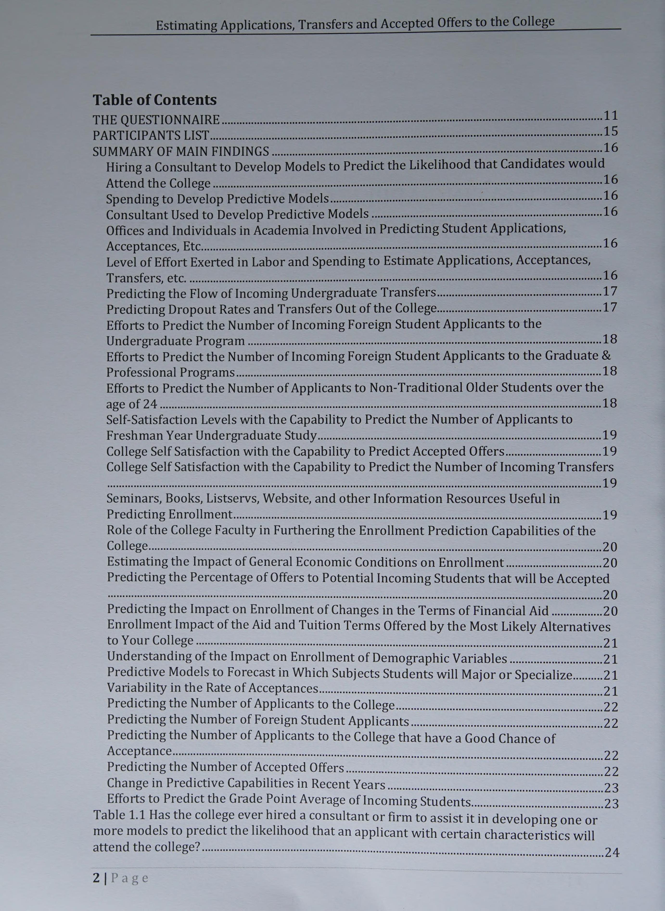 Estimating Applications, Transfers and Accepted Offers to the College