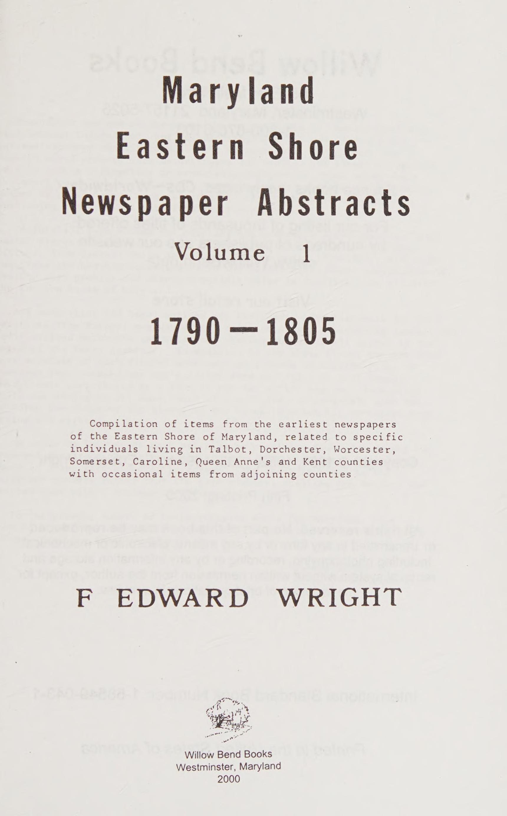 Maryland Eastern Shore Newspaper Abstracts, Volume 4