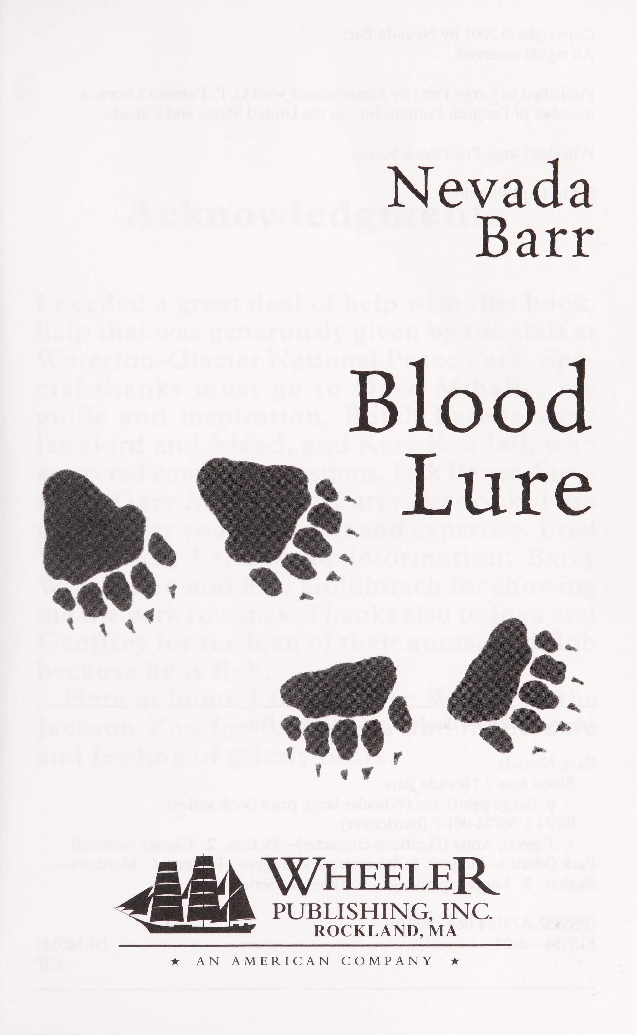 Blood Lure by Nevada Barr, ISBN 9781587240010