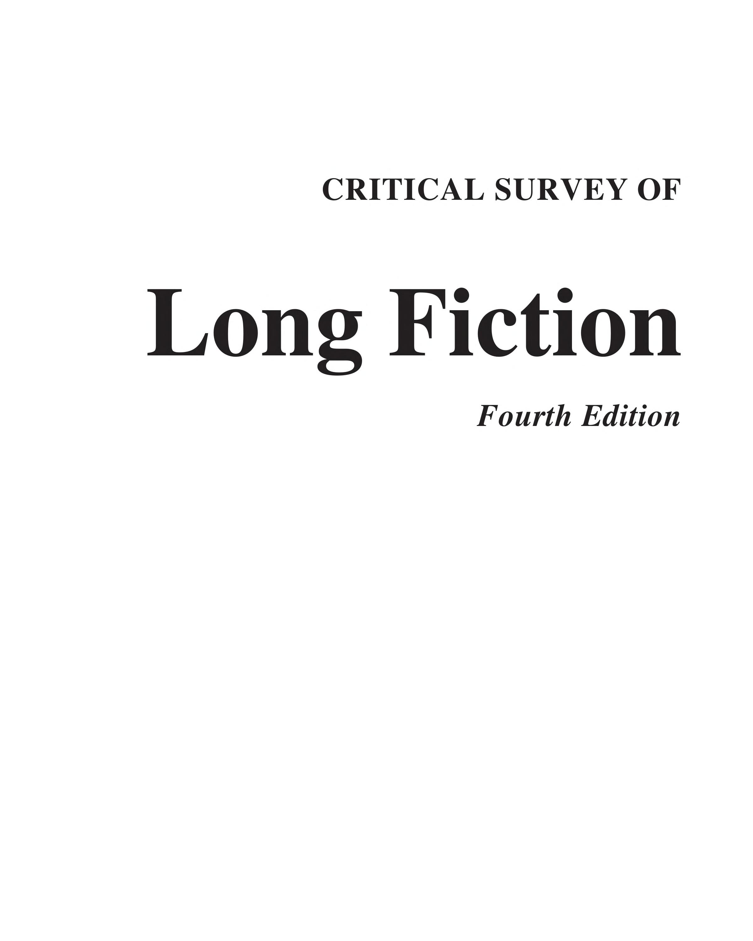 Critical Survey of Long Fiction, Fourth Edition-Volume 8