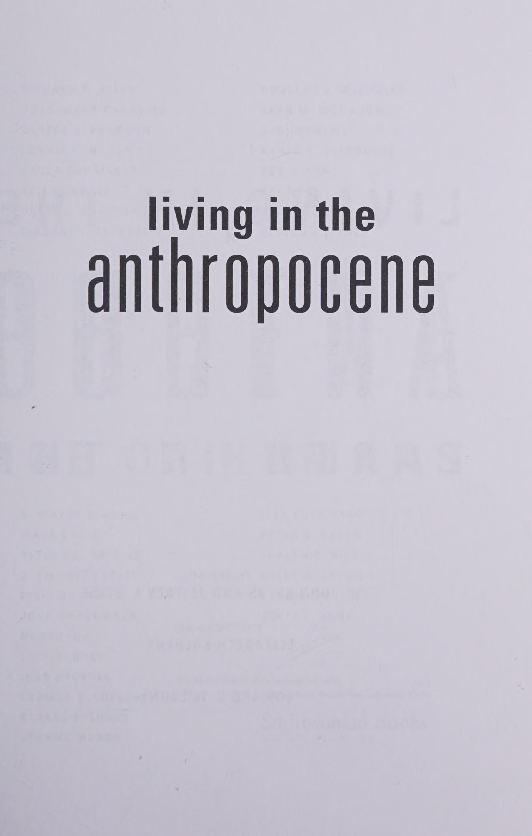 Living in the anthropocene