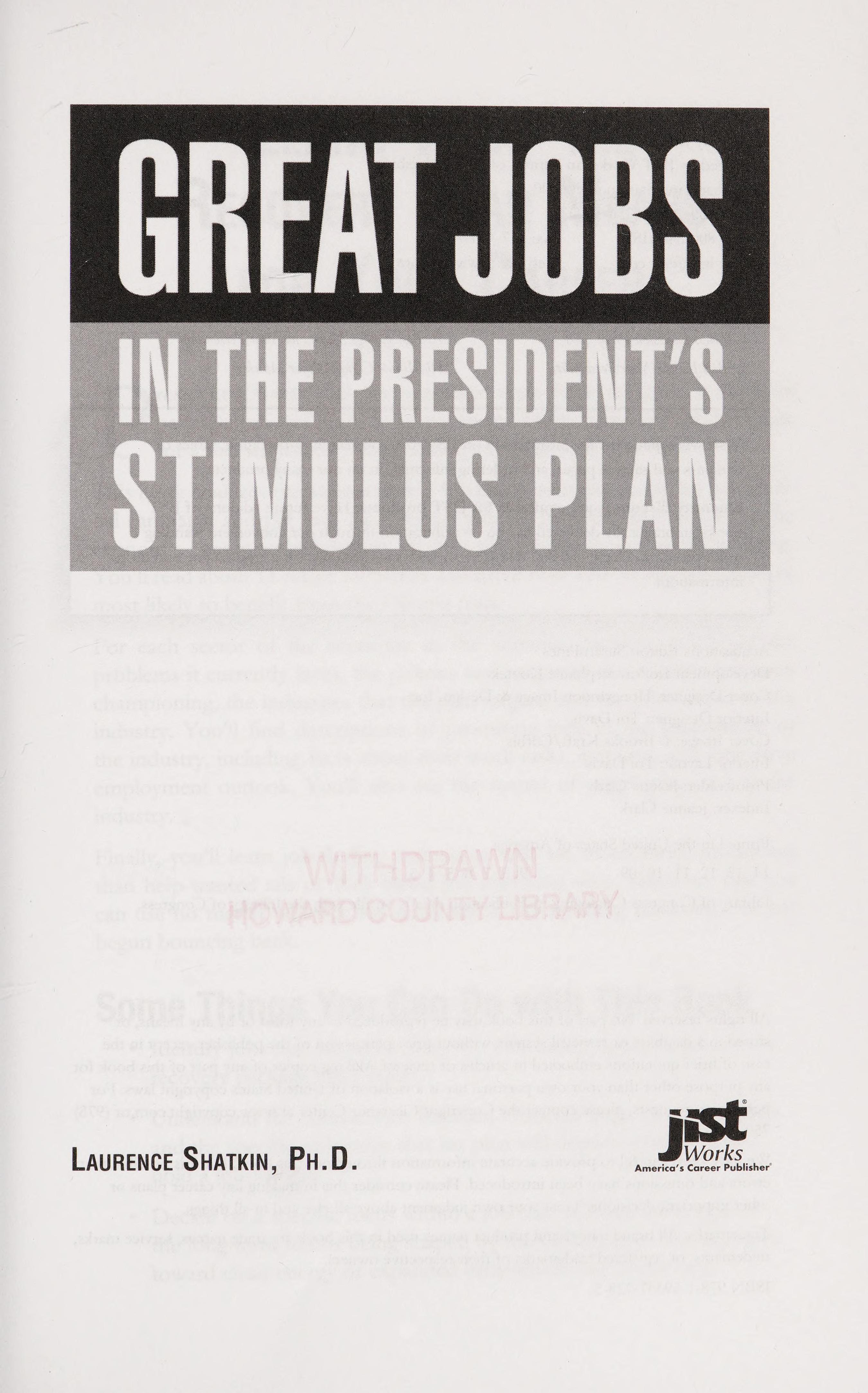 Great Jobs in the President's Stimulus Plan