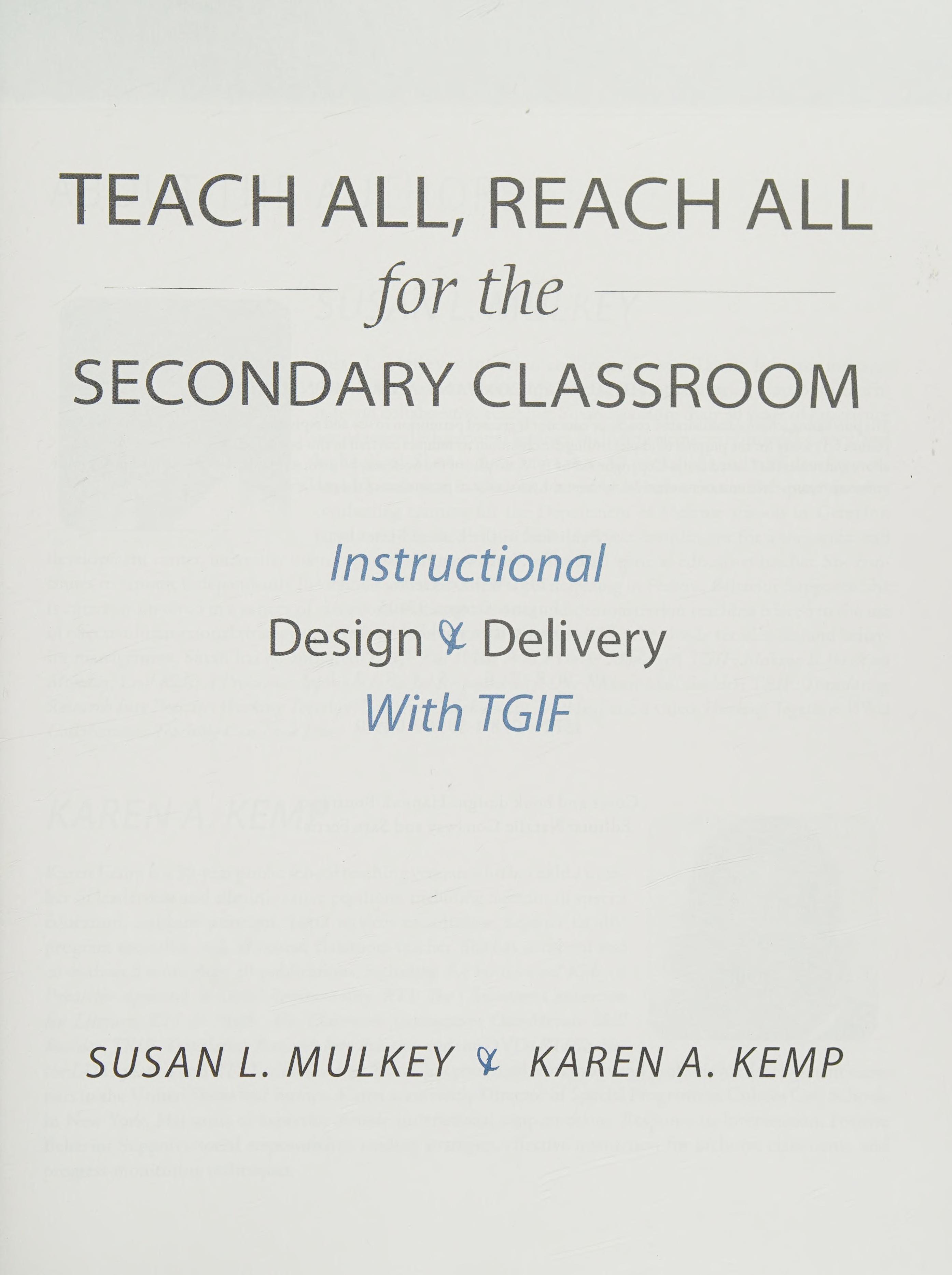 Teach All Reach All for the Secondary Classroom
