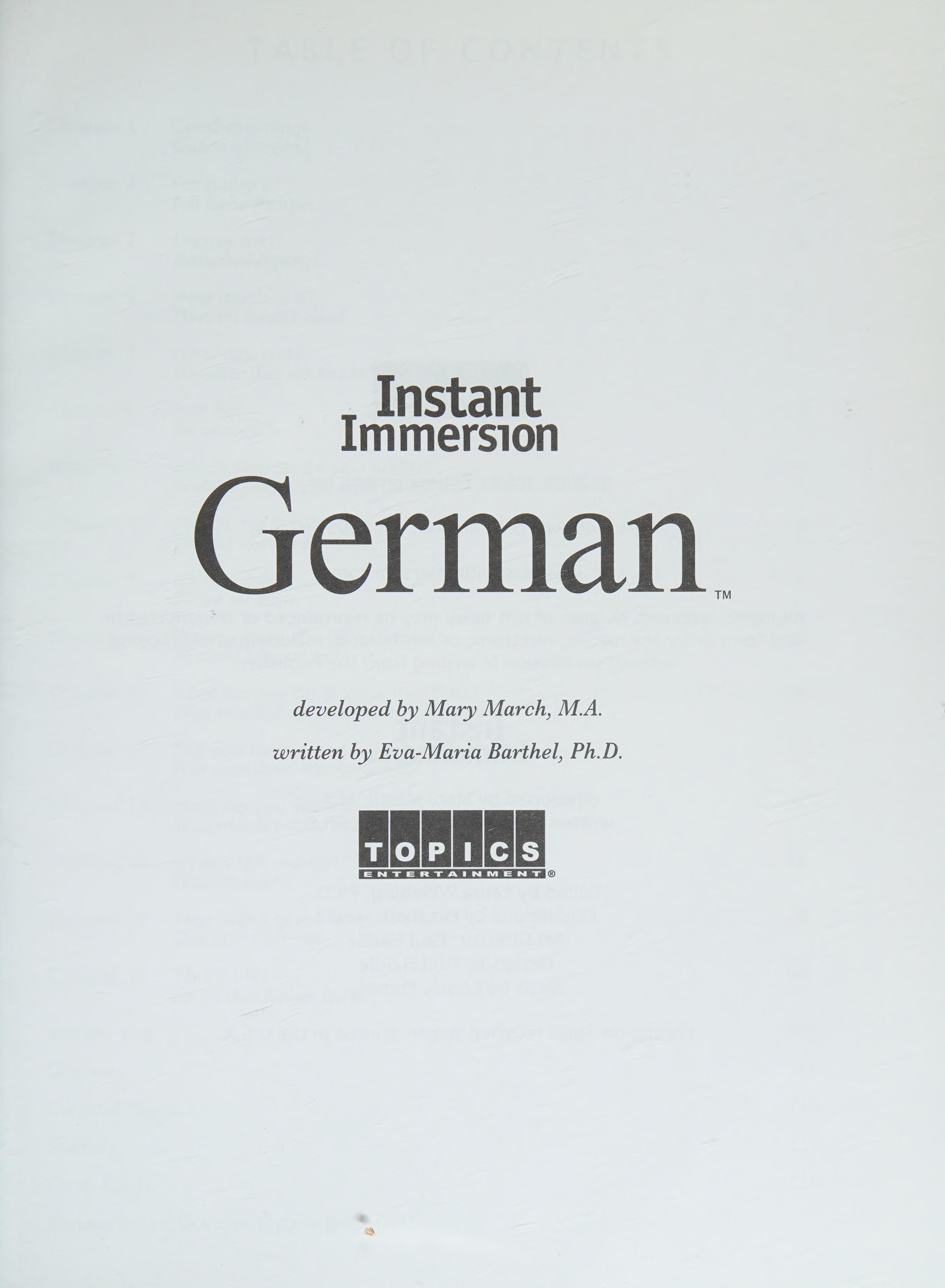 Instant Immersion German - Deluxe Edition Workbook