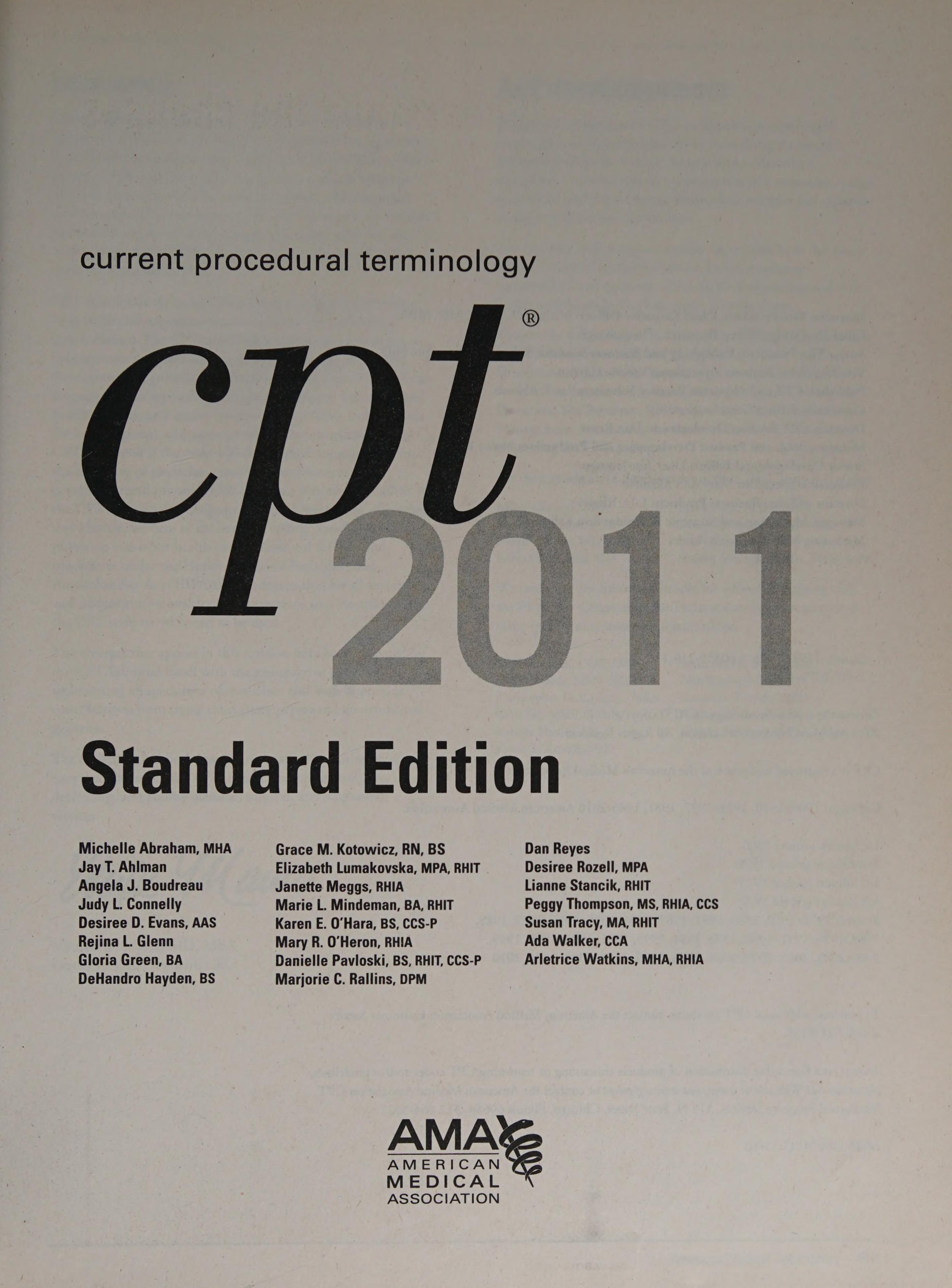 CPT Standard 2011