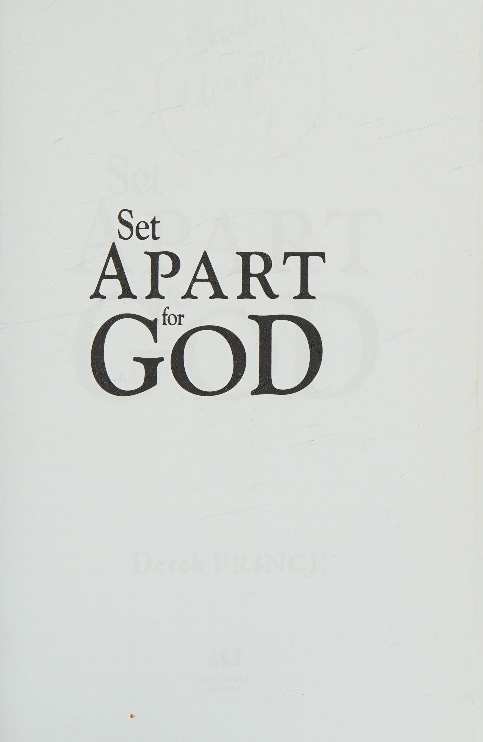 Set Apart for God