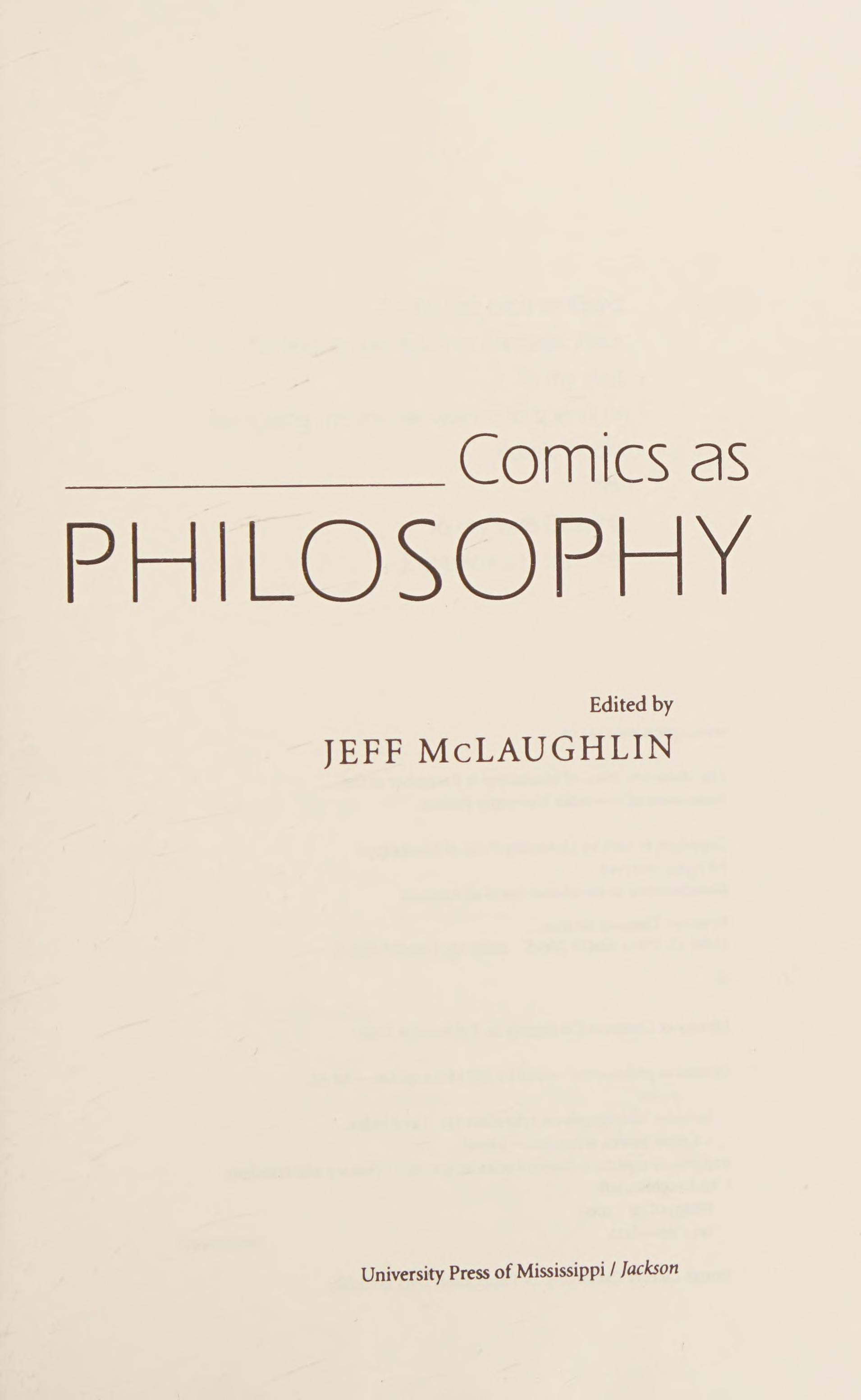 Comics as Philosophy