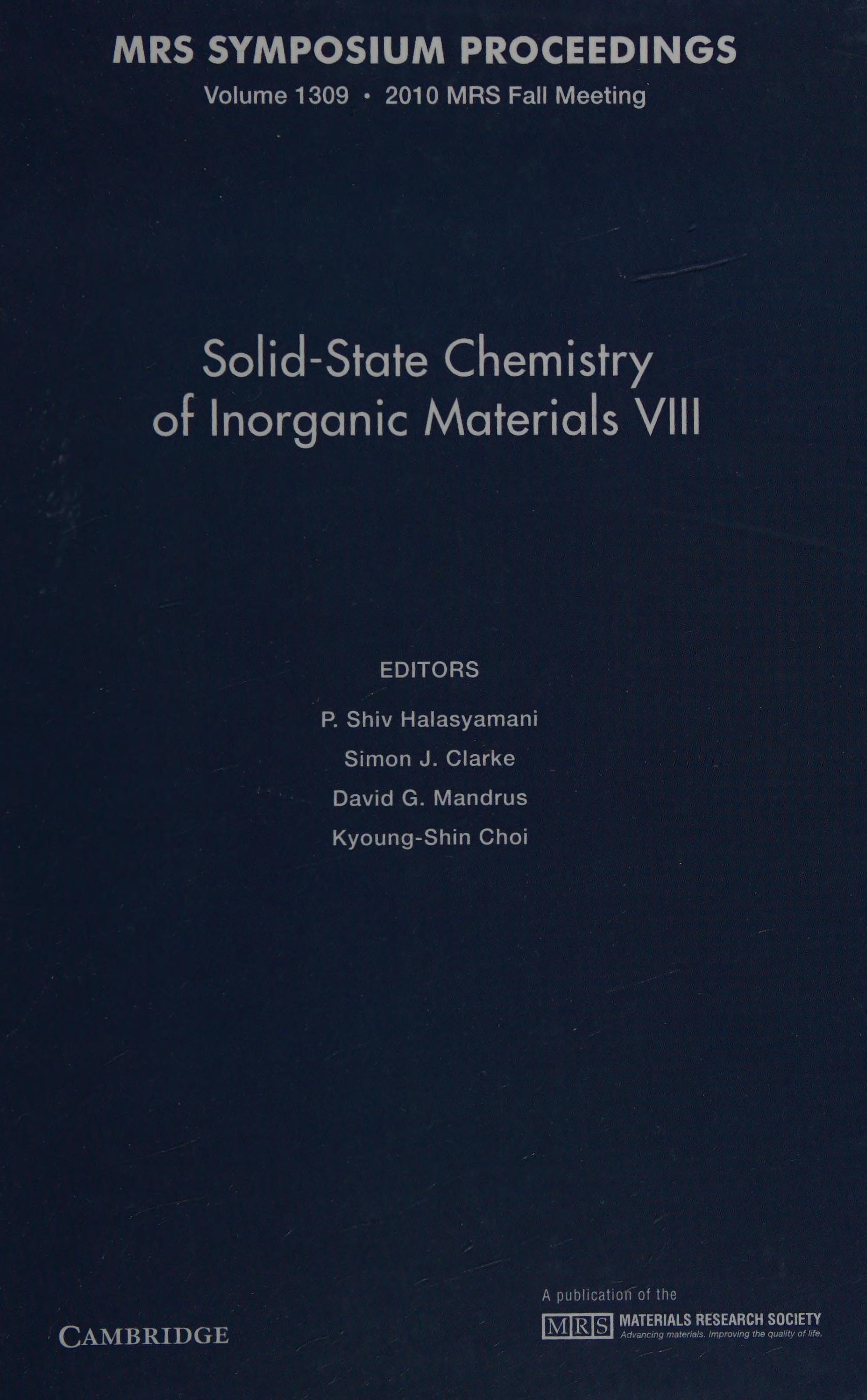 Solid-State Chemistry Of Inorganic Materials VIII