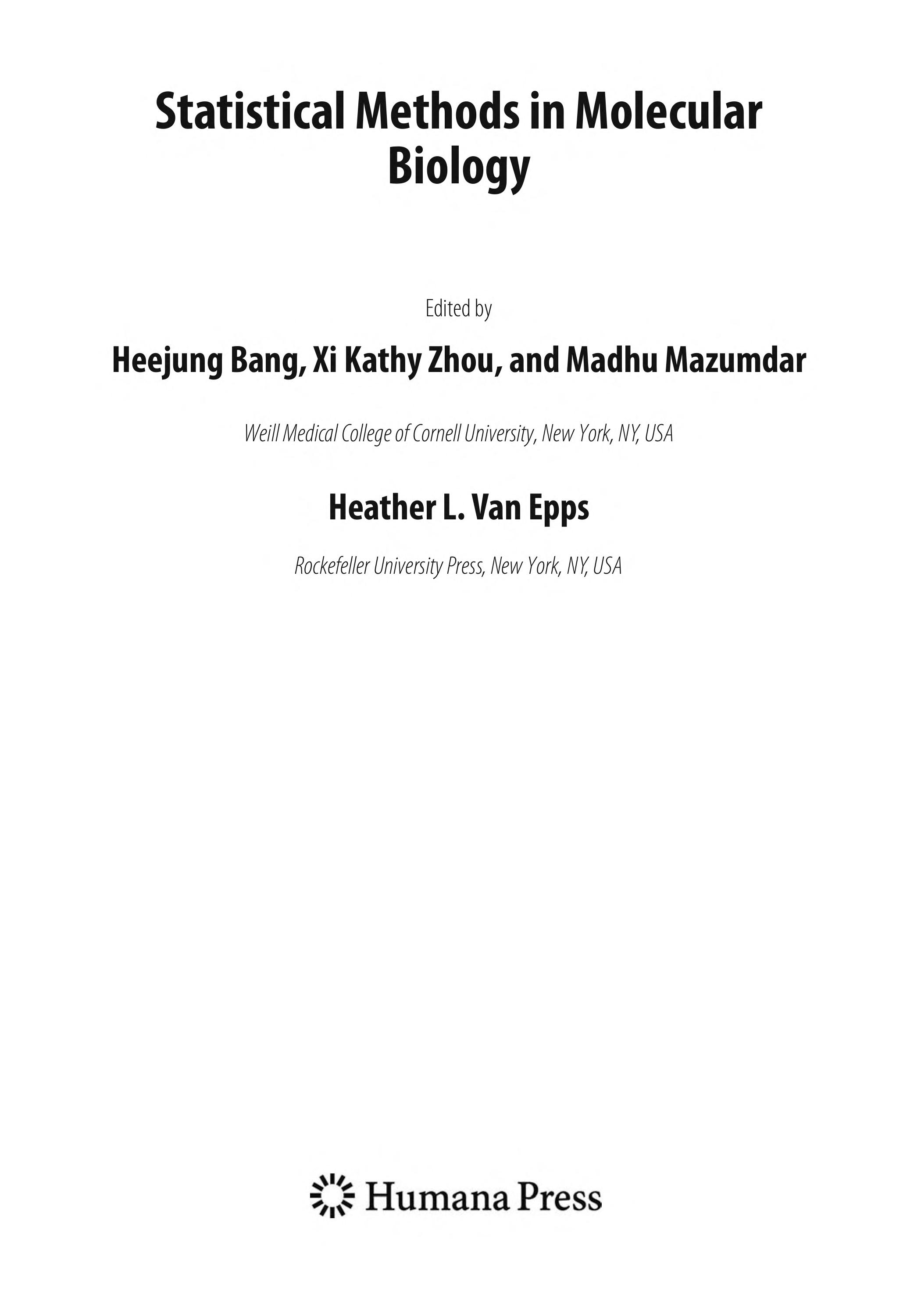 Statistical Methods in Molecular Biology