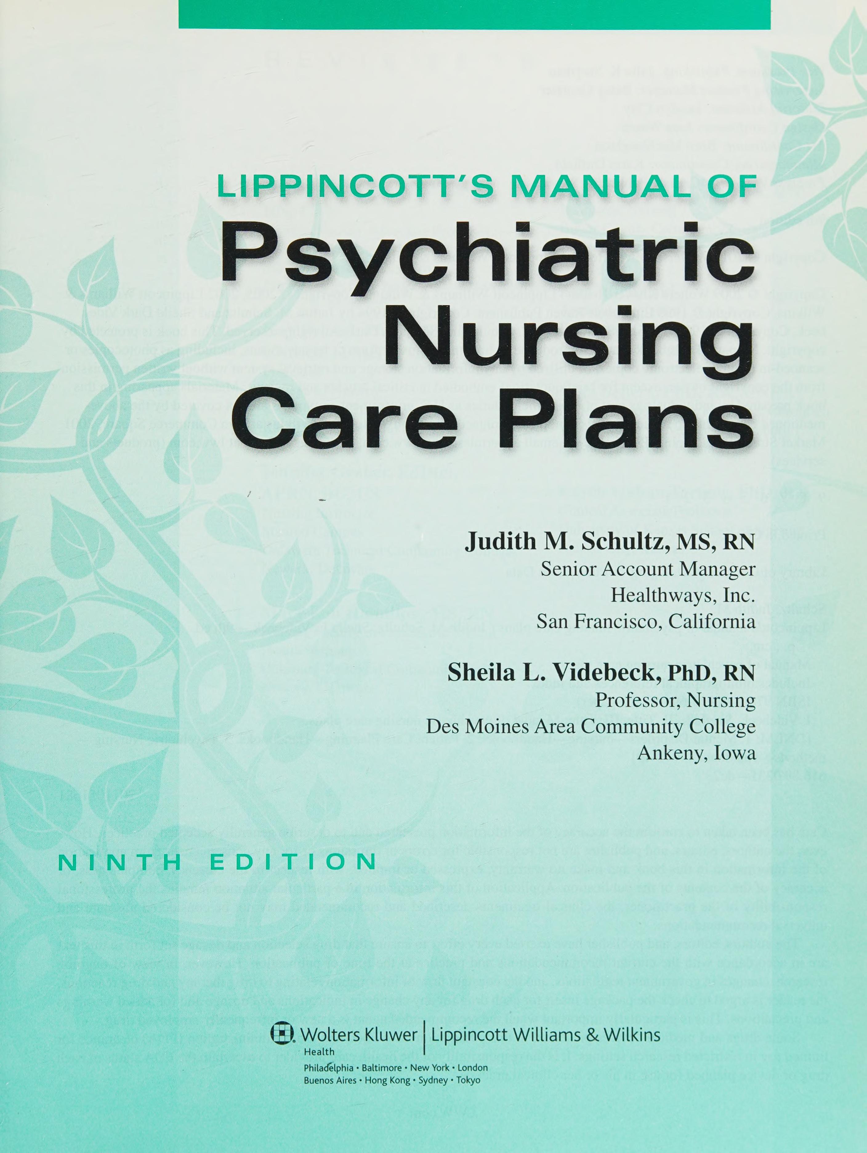 Lippincott'S Manual Of Psychiatric Nursing Care Plans