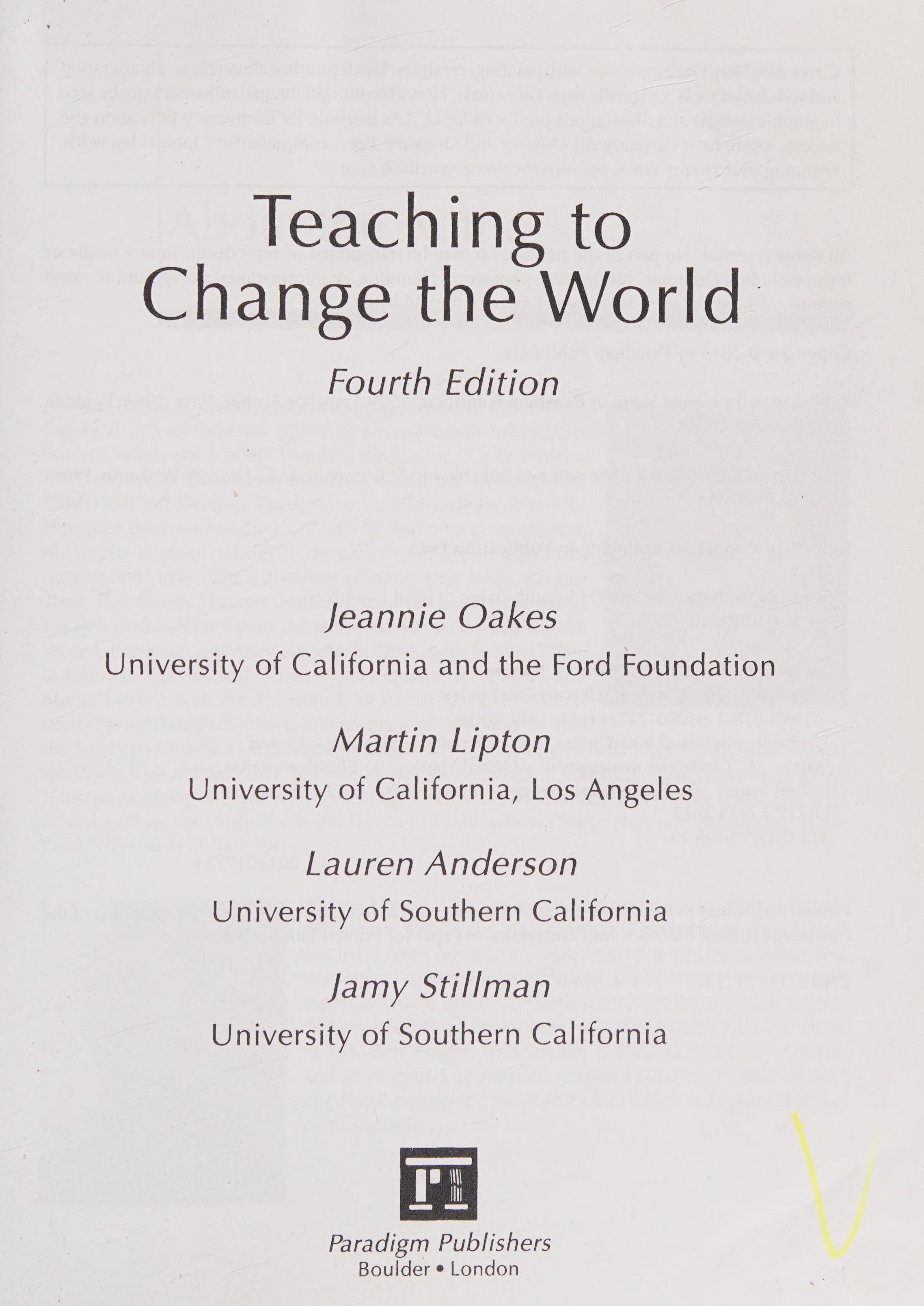 Teaching to change the world