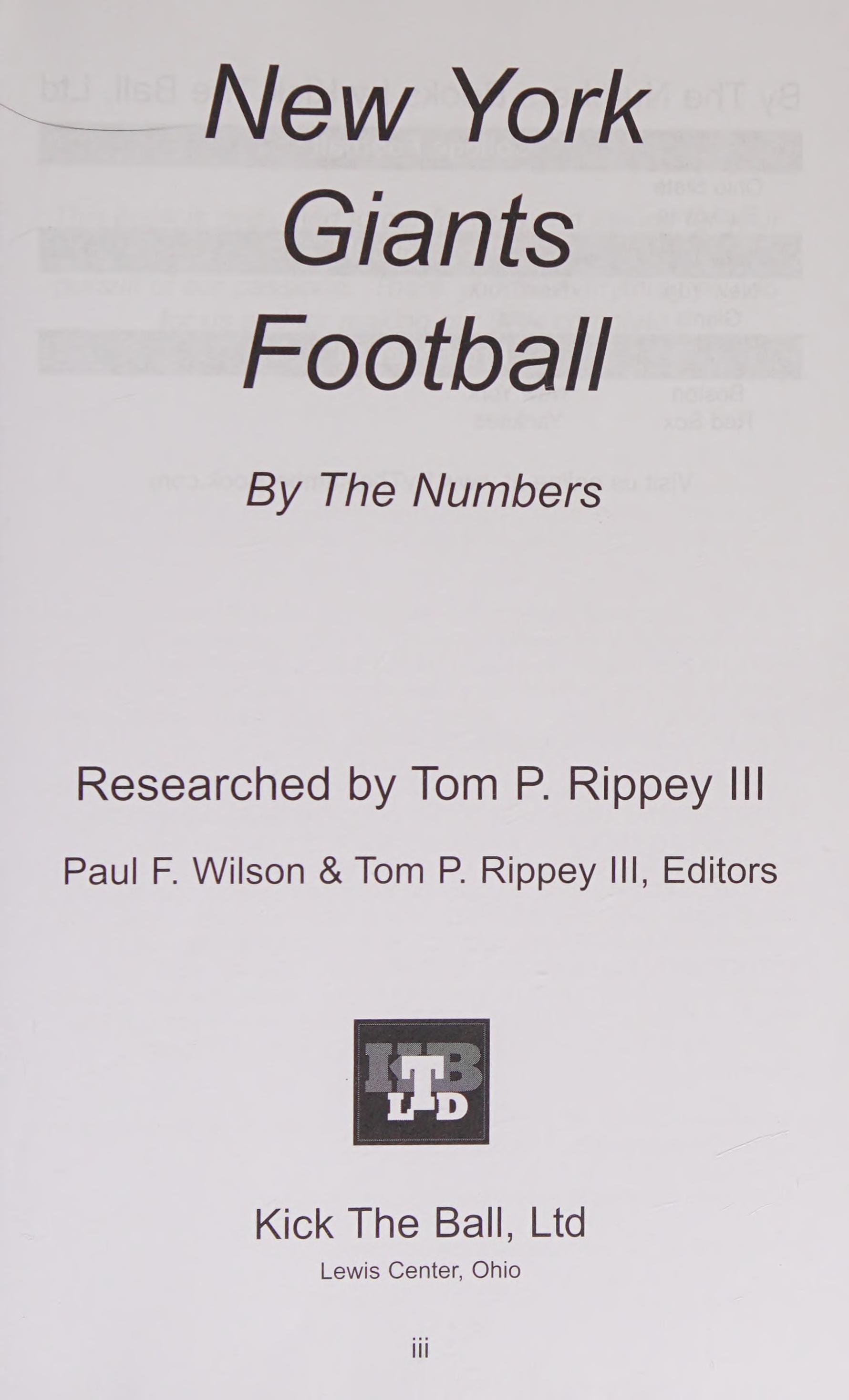 New York Giants Football by the Numbers