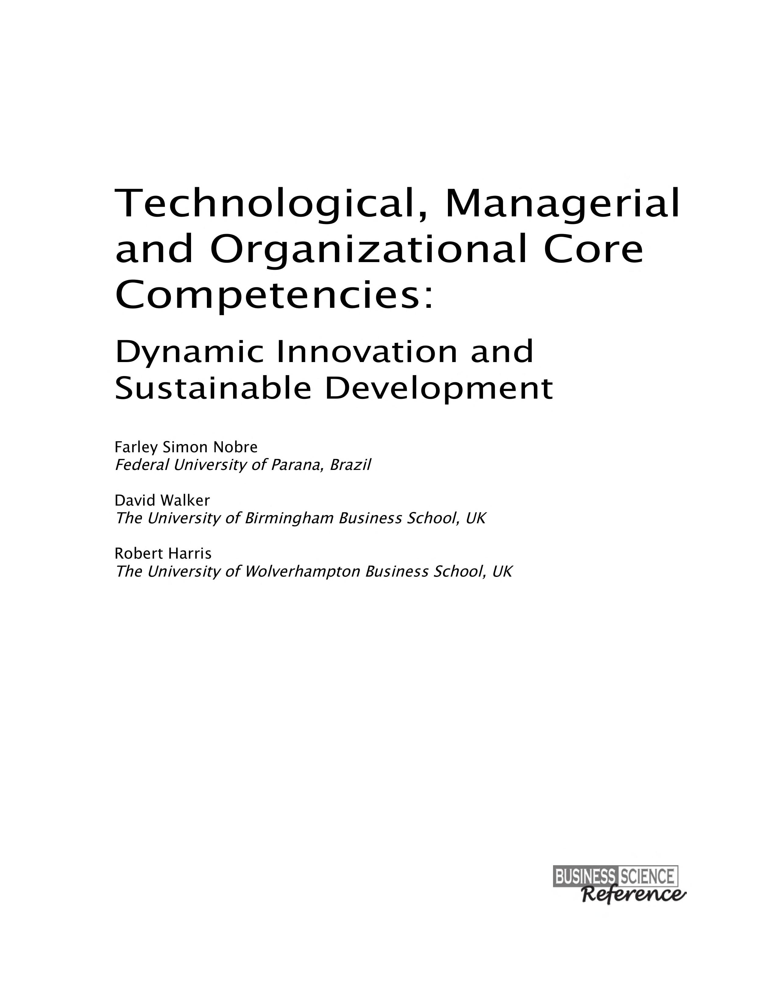 Technological, Managerial and Organizational Core Competencies