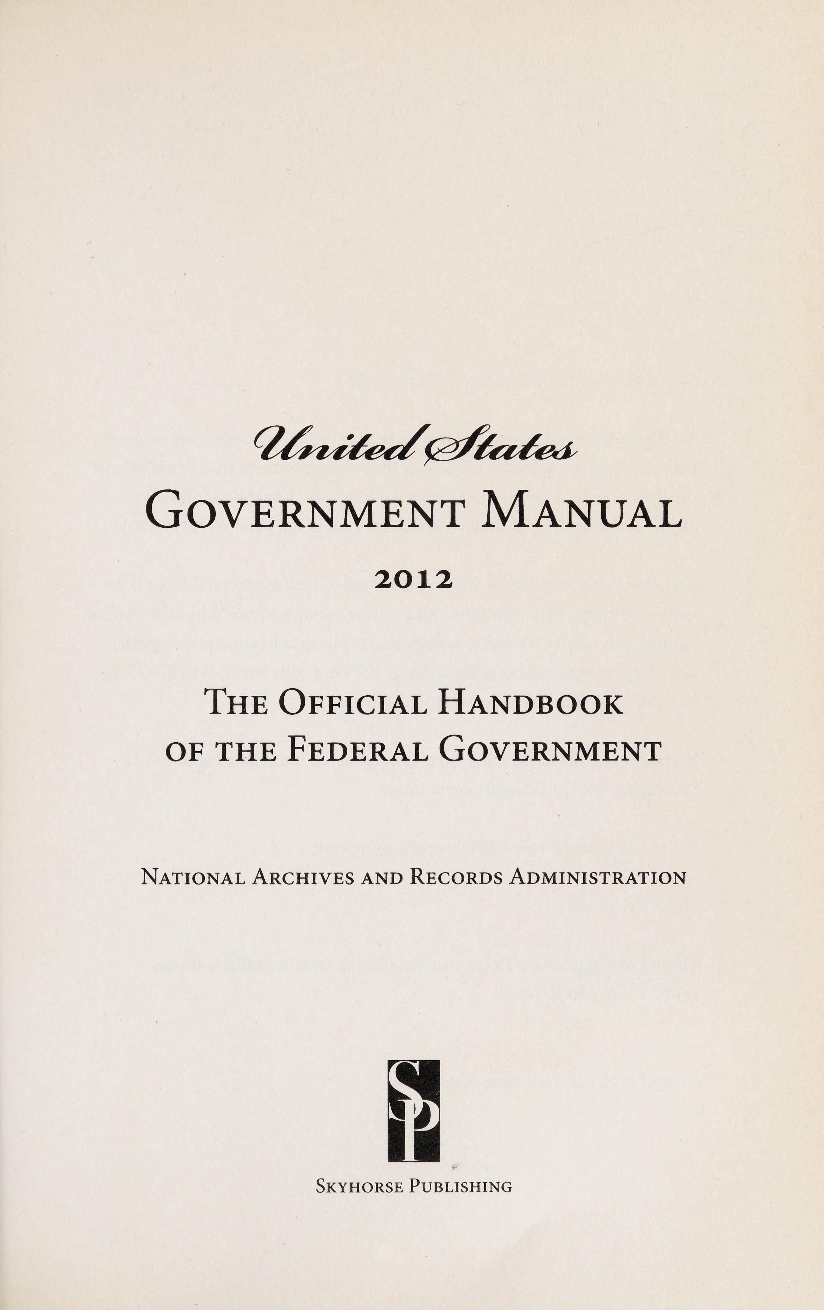 United States Government Manual 2012