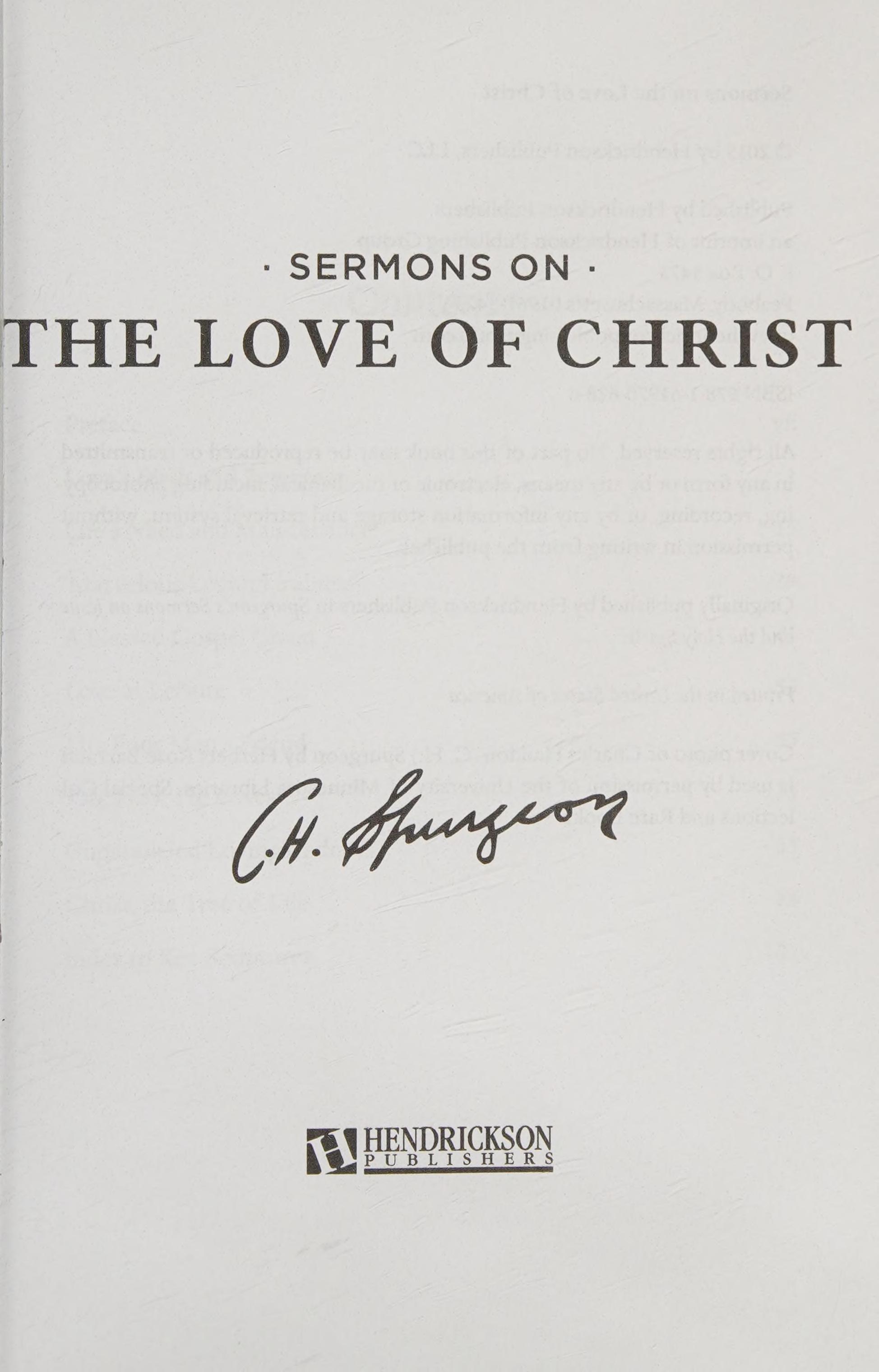 Sermons on the Love of Christ