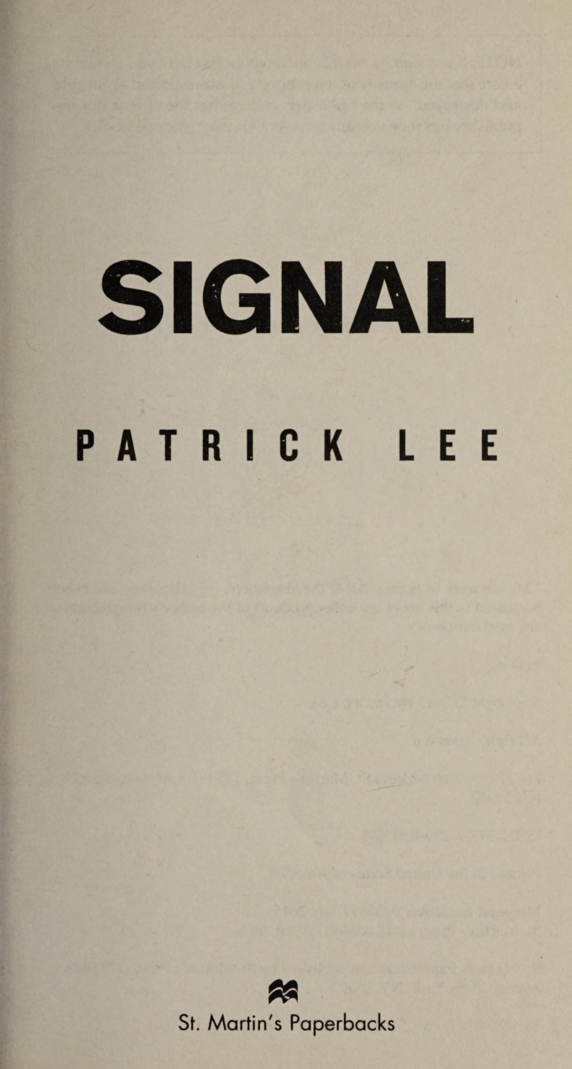 Signal: A Sam Dryden Novel