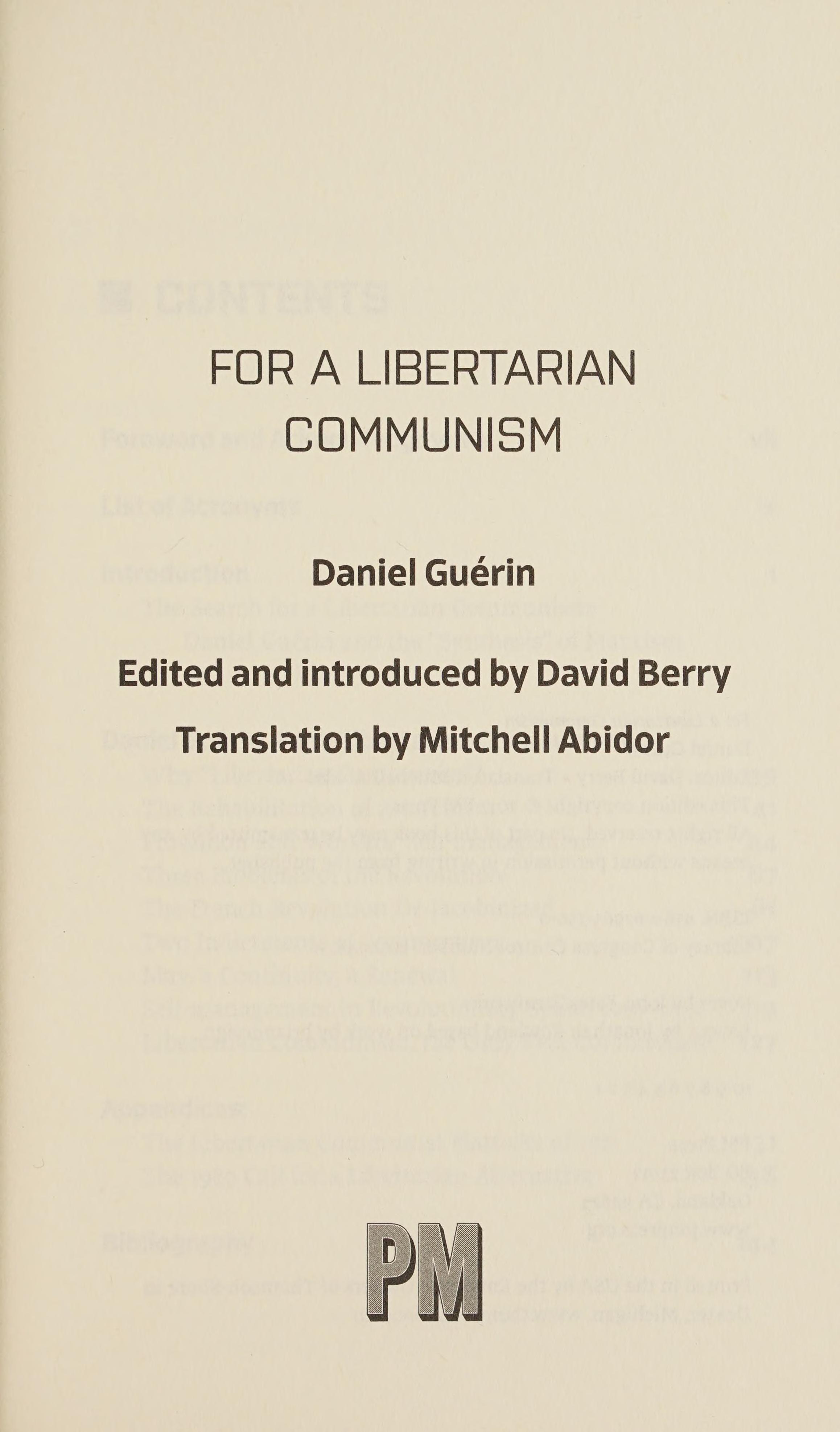 For a Libertarian Communism
