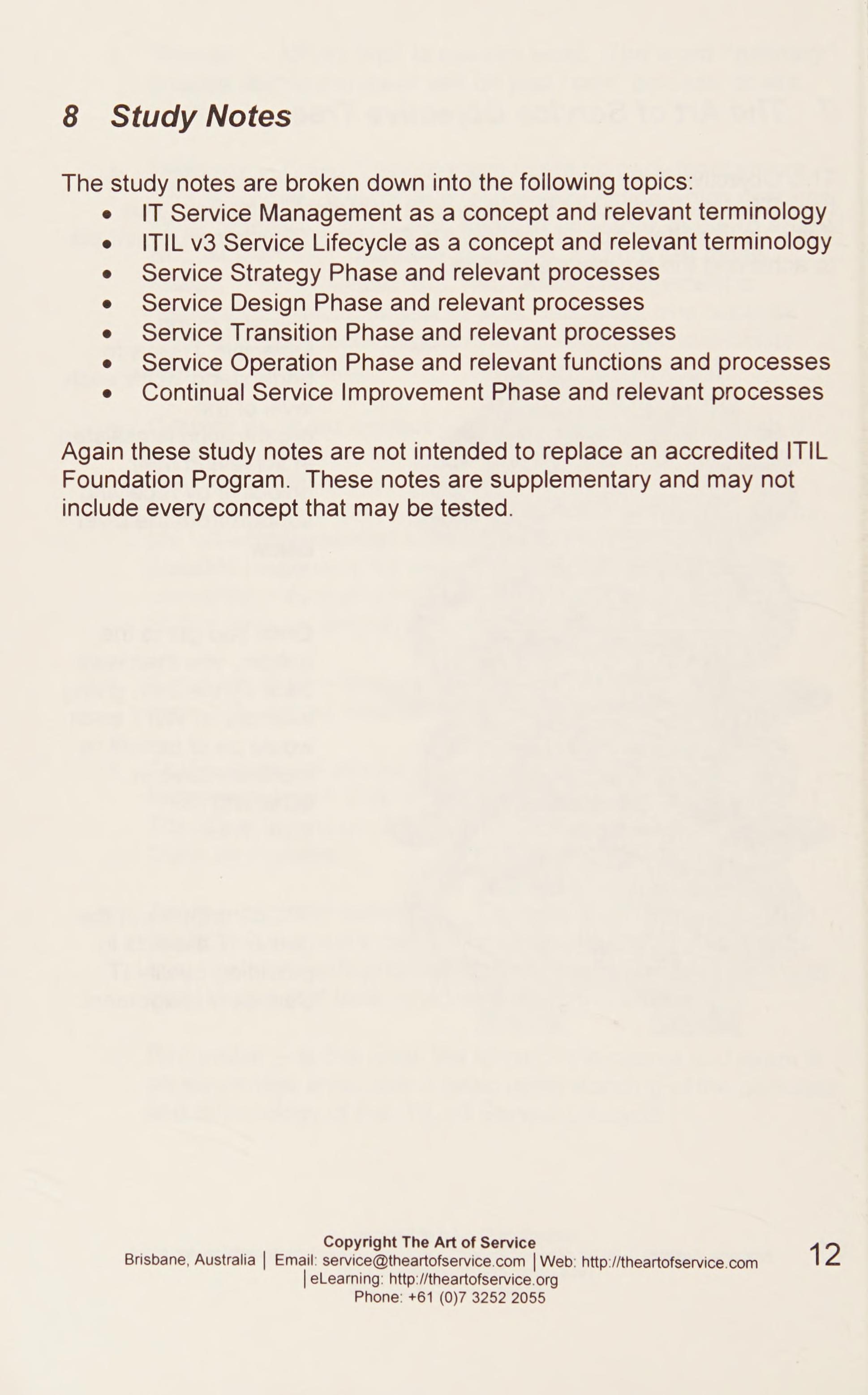 Itil V3 Foundation Certification