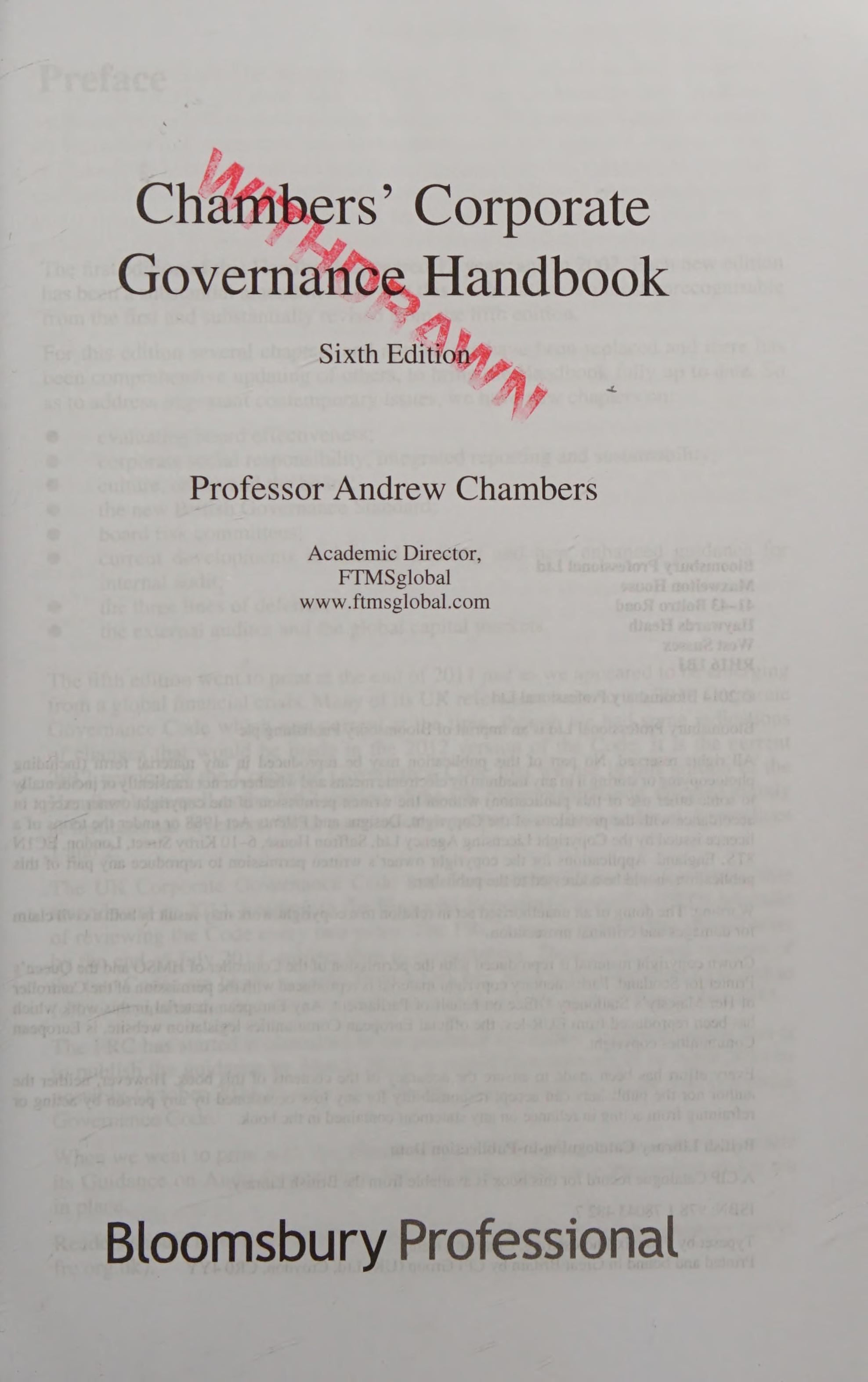 Chambers' Corporate Governance Handbook