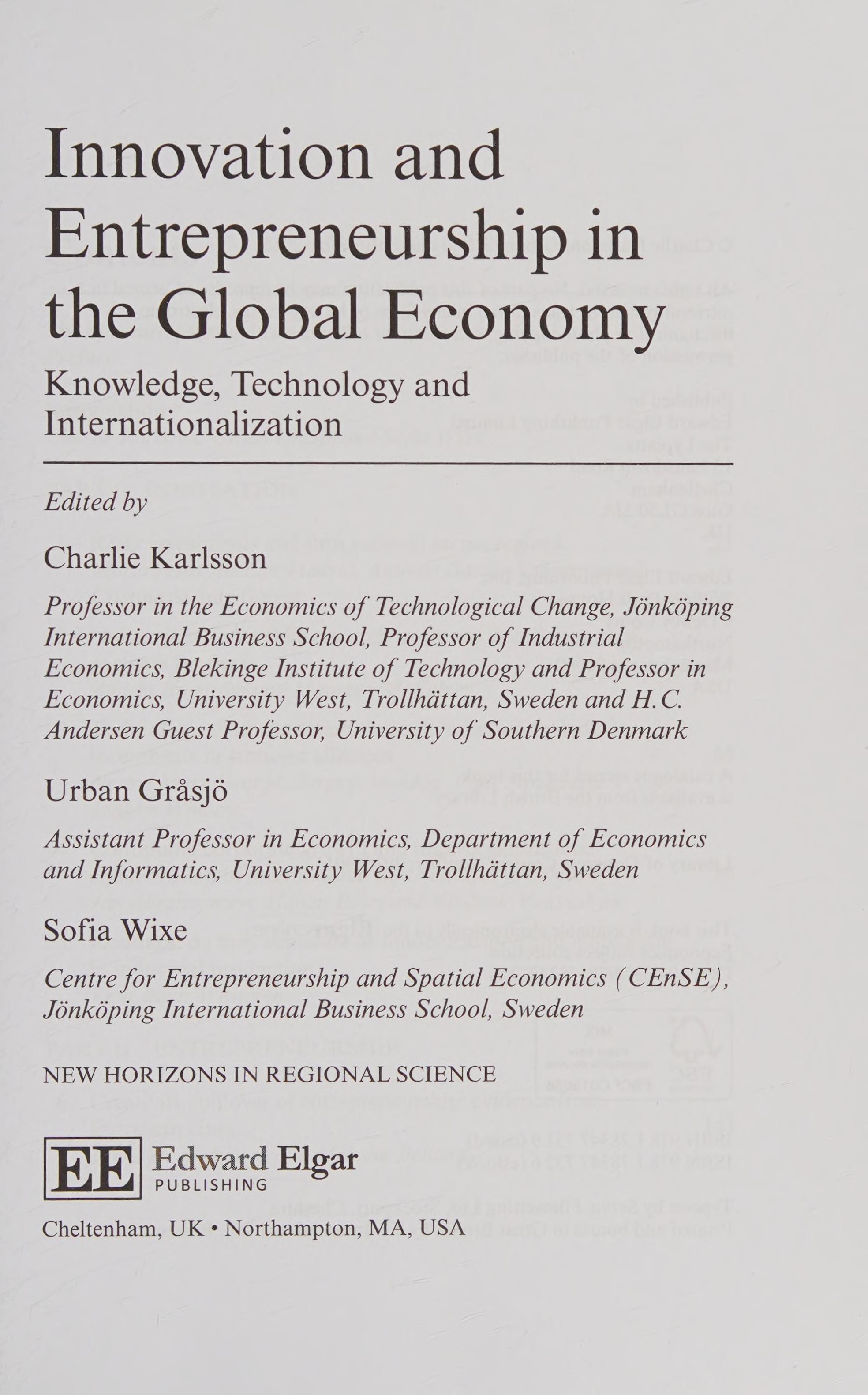 Innovation and Entrepreneurship in the Global Economy