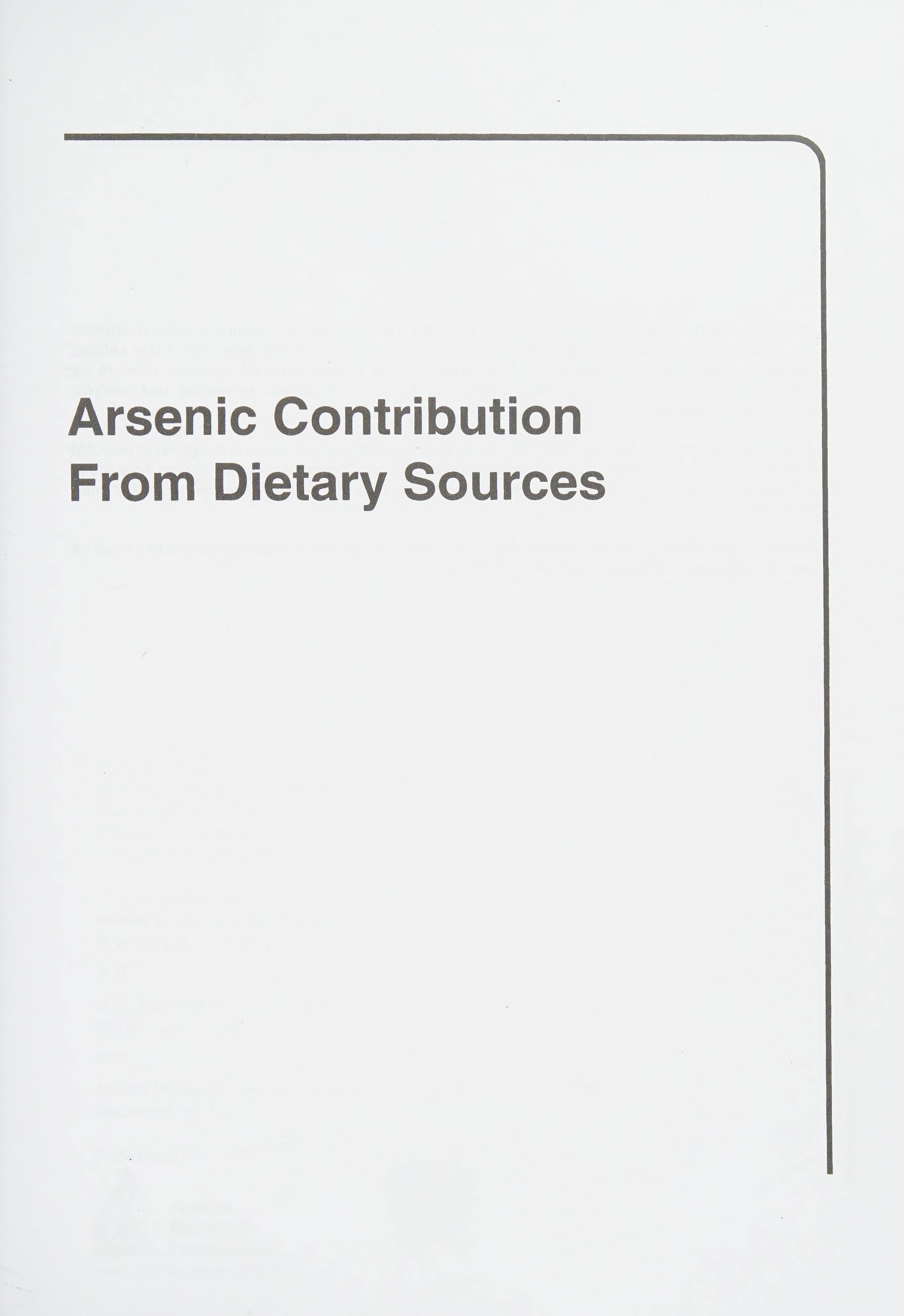 Arsenic Contribution from Dietary Sources