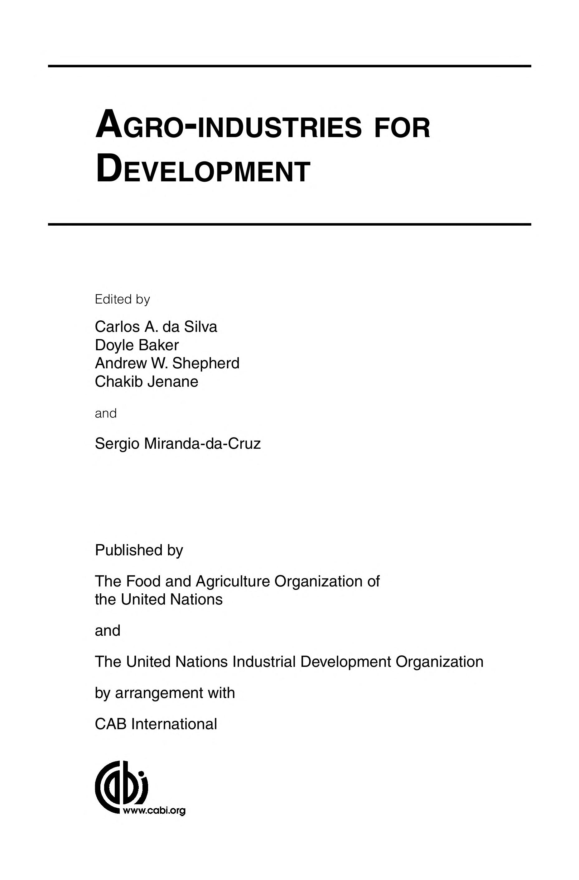 Agro-Industries for Development