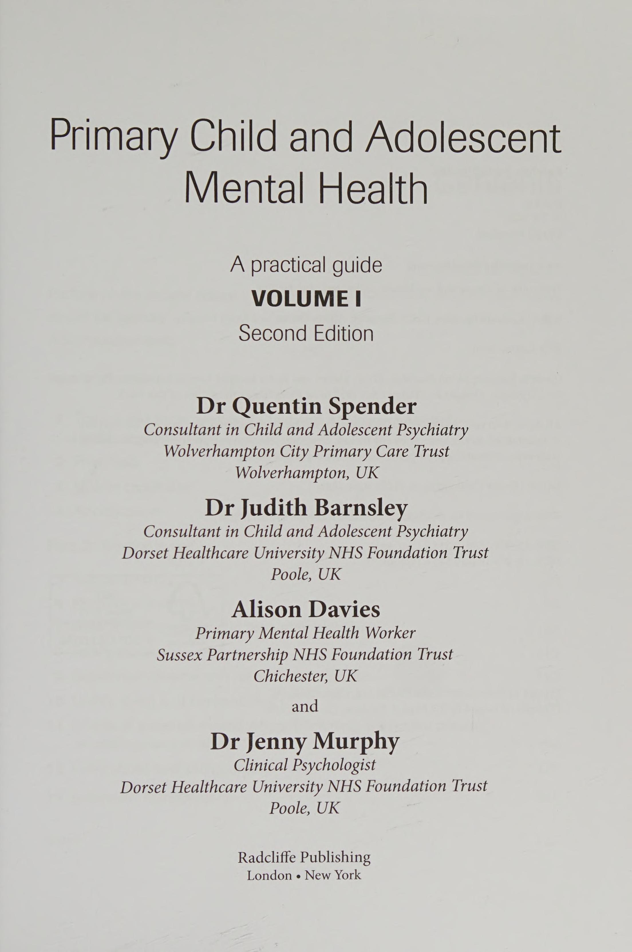 Primary Child And Adolescent Mental Health
