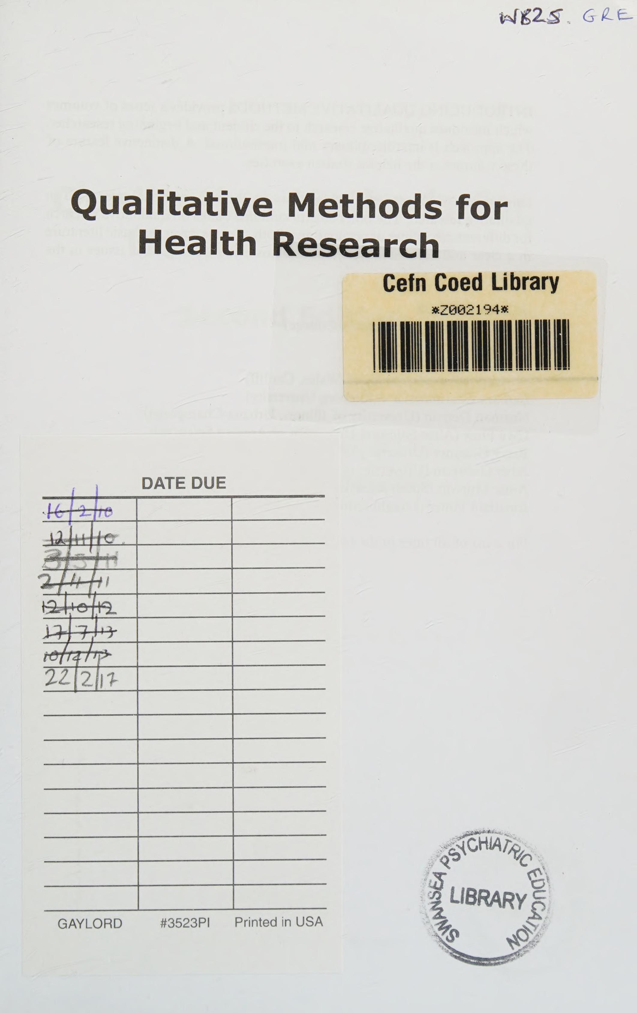 Qualitative Methods For Health Research