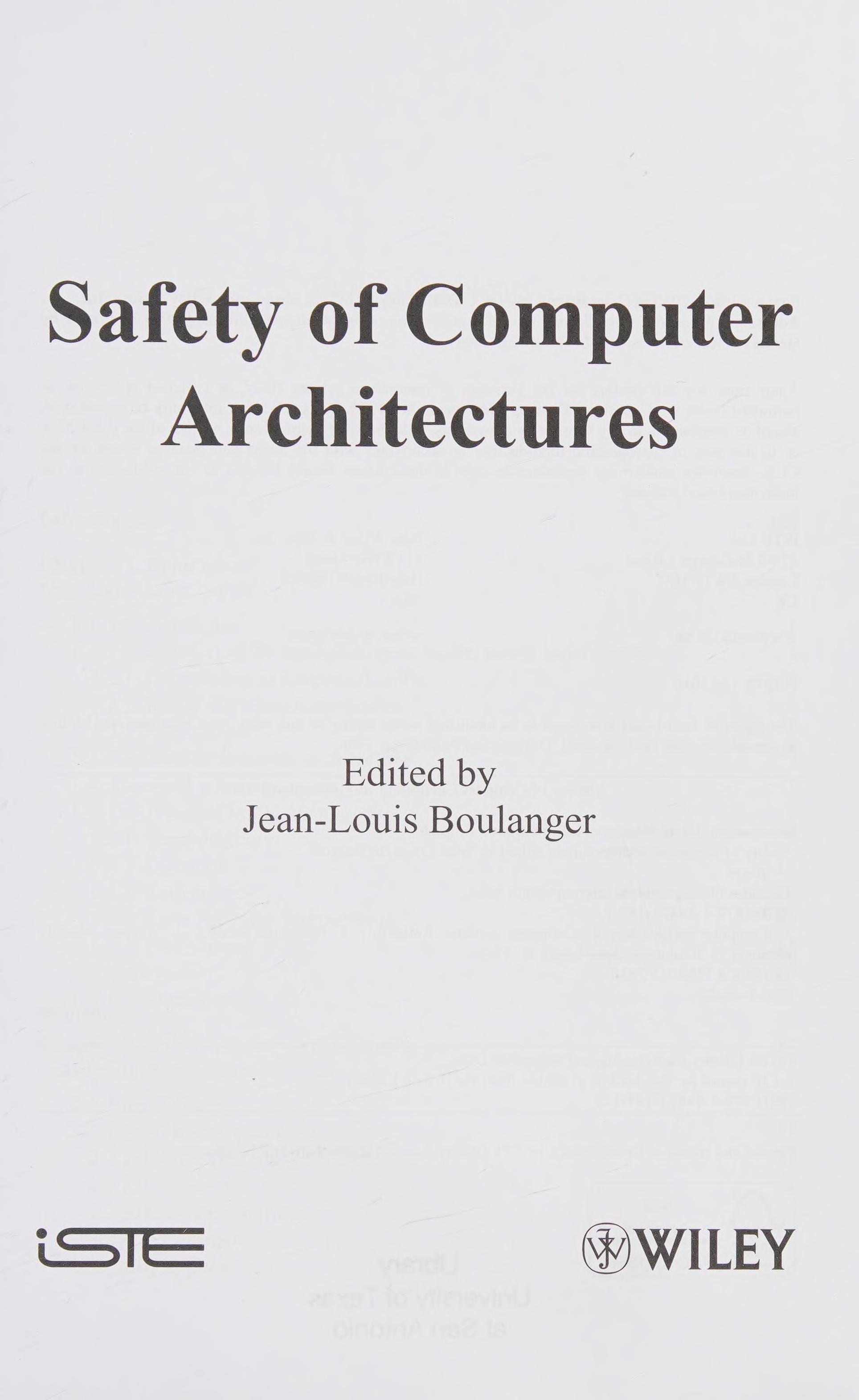 Security Of Computer Architectures
