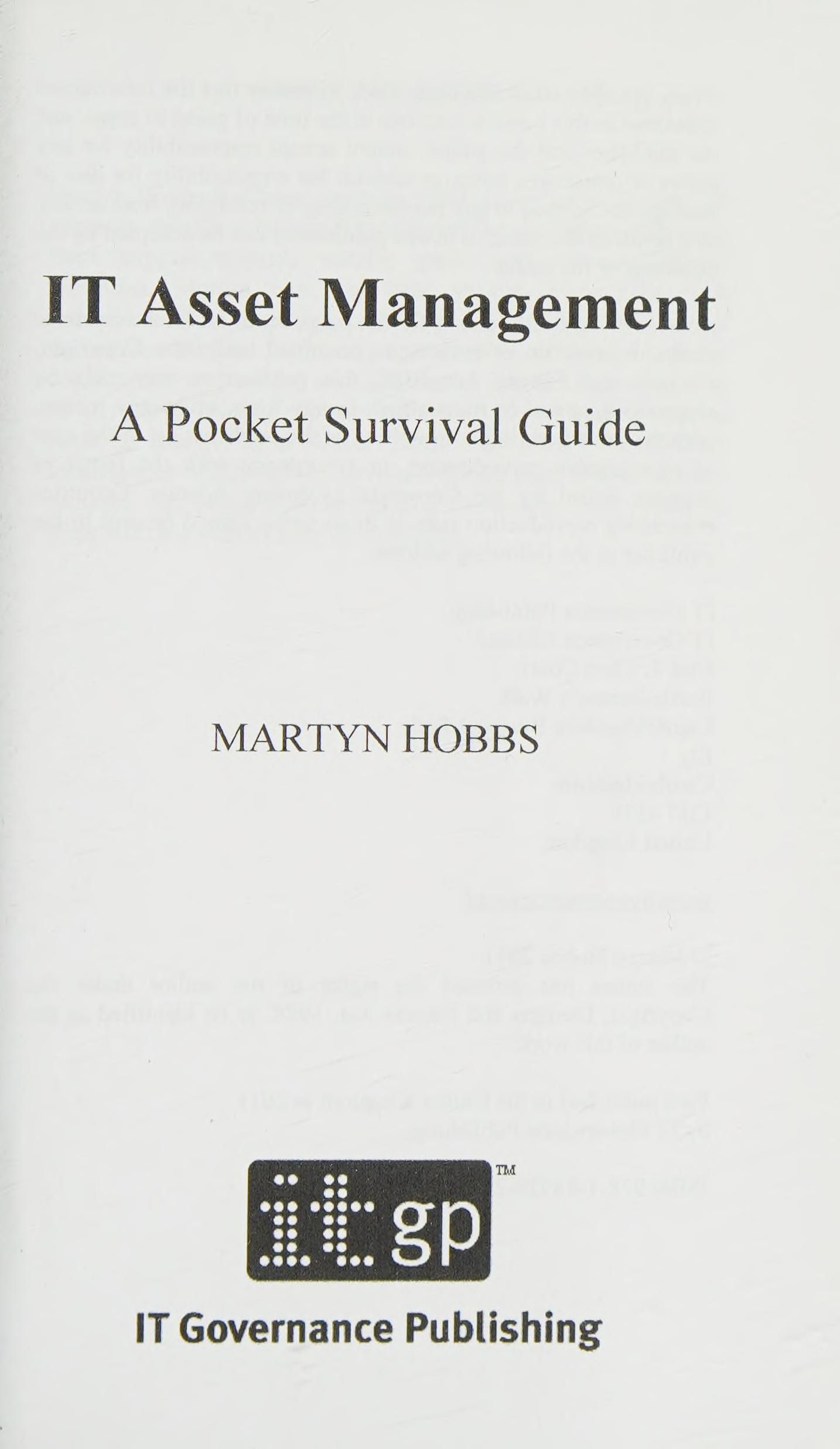 It Asset Management: A Pocket Survival Guide