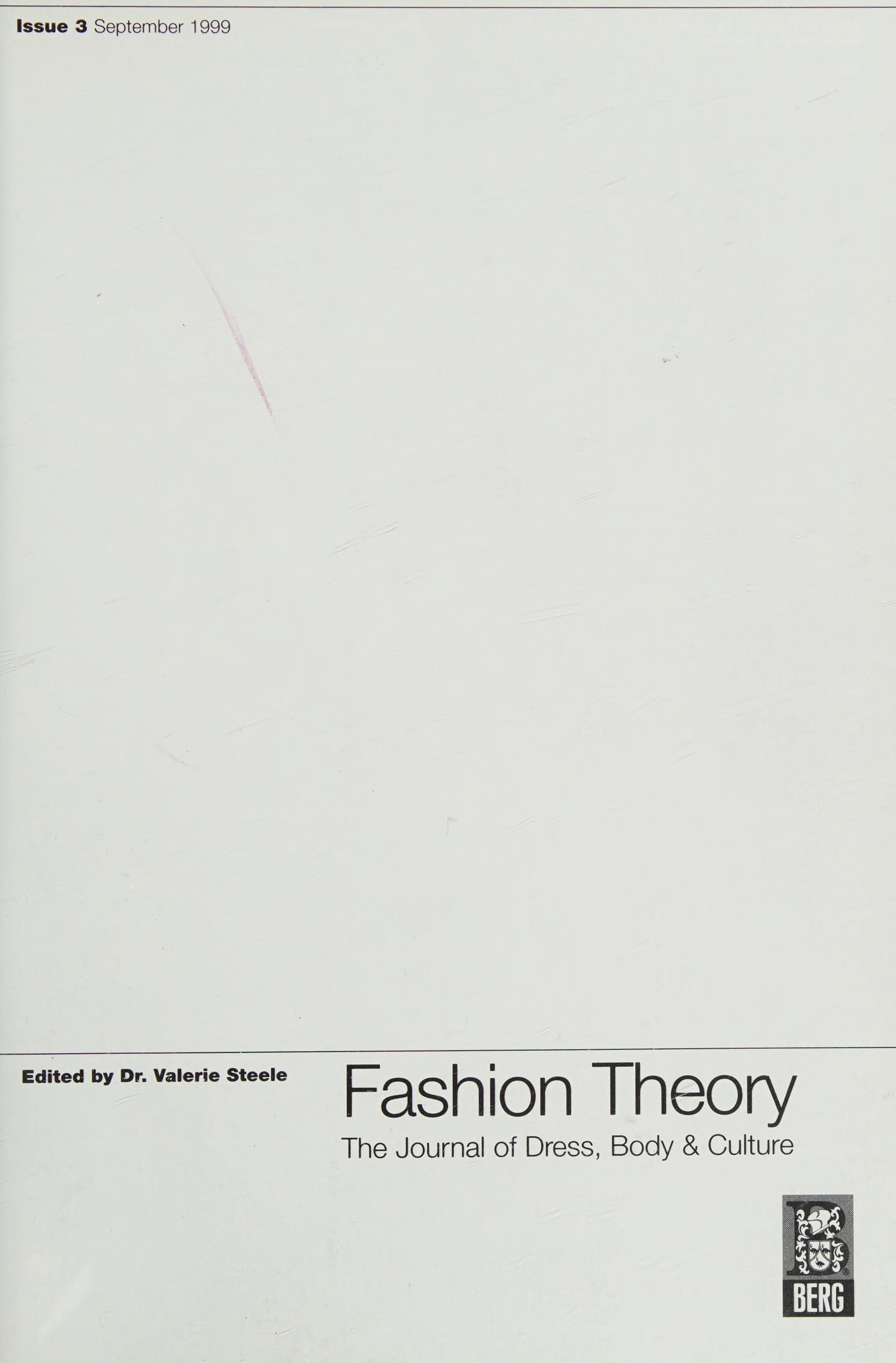 Fashion Theory The Journal Of Dress, Body & Culture Issue 3 October 1999